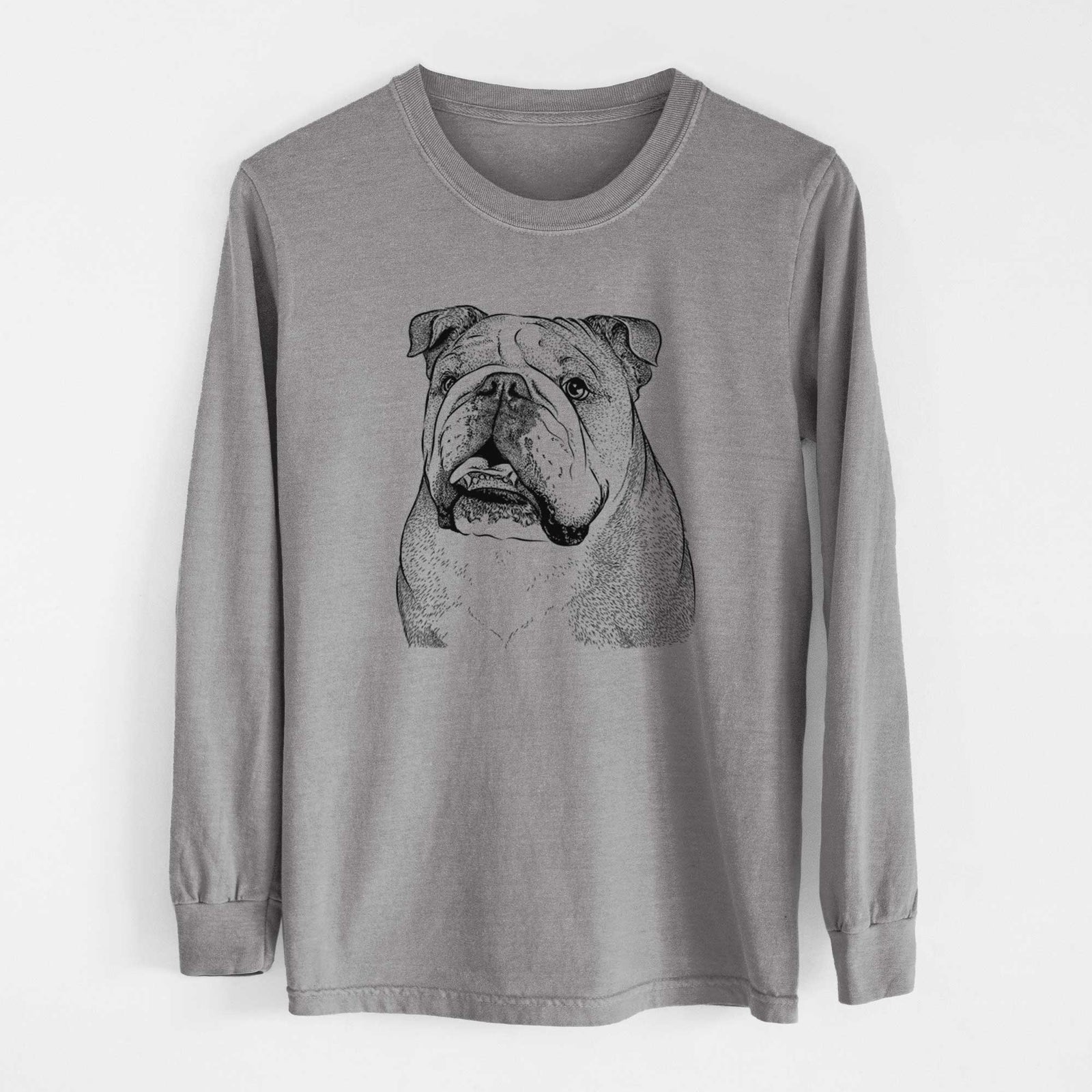 Bare Piggy the English Bulldog - Men's Heavyweight 100% Cotton Long Sleeve
