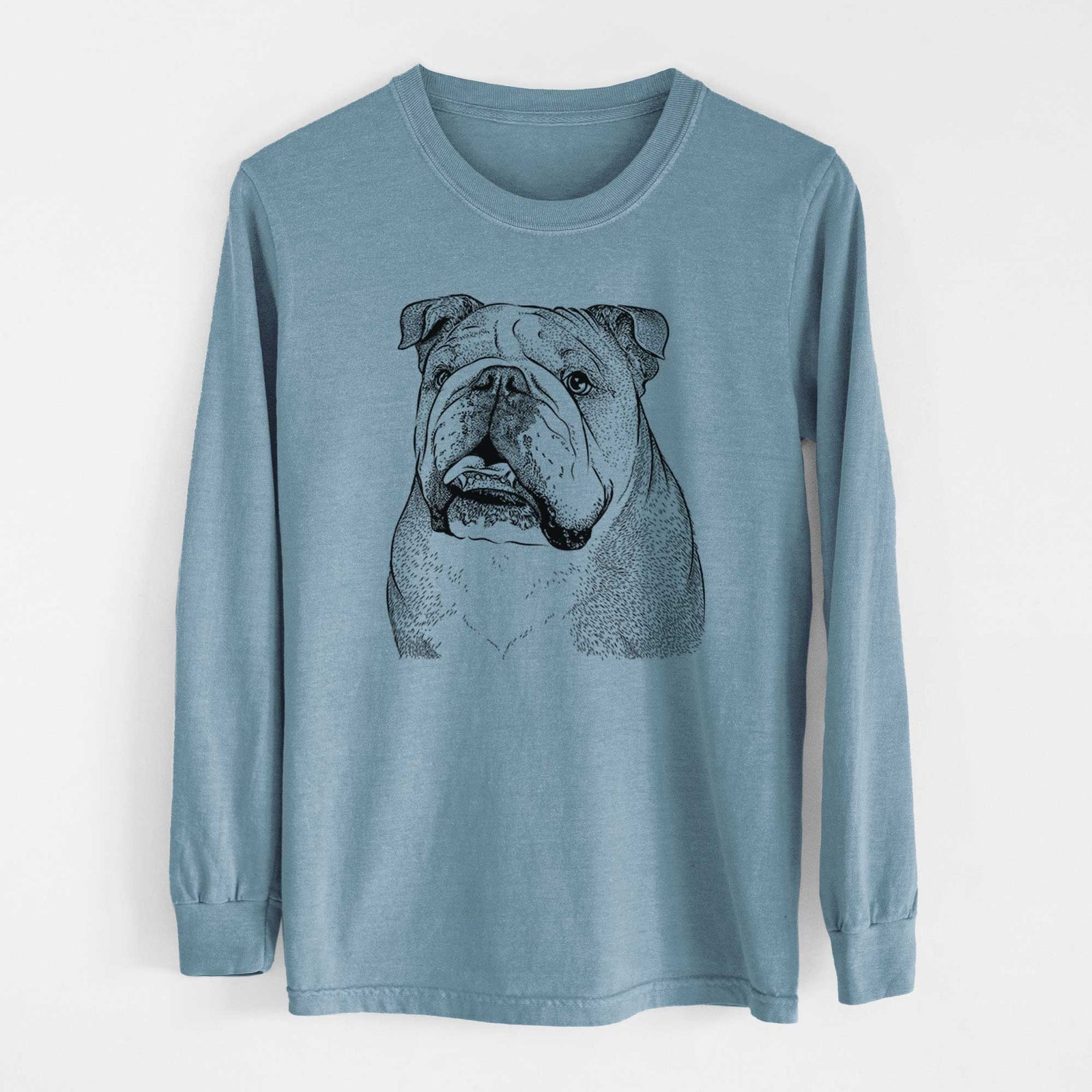 Bare Piggy the English Bulldog - Men's Heavyweight 100% Cotton Long Sleeve