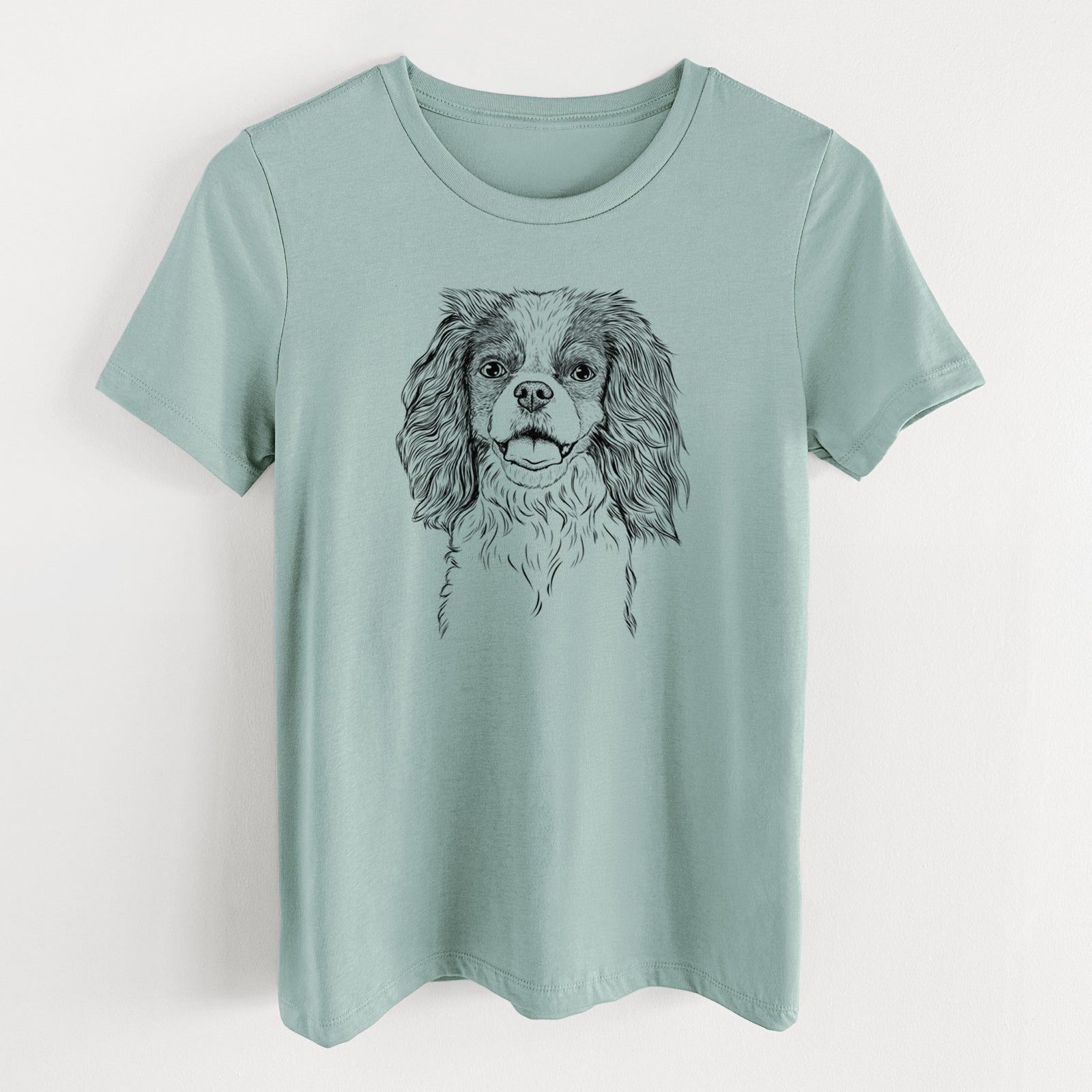 Bare Poppy the Cavalier King Charles Spaniel - Women's Lightweight Relaxed Fit 100% Cotton Crewneck