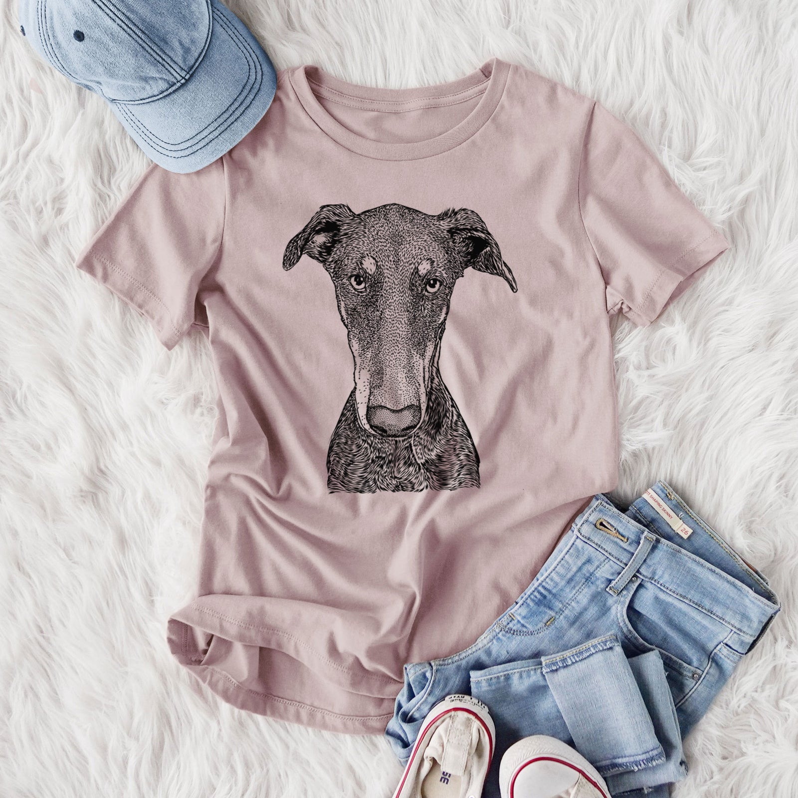 Bare Princess Fiona the Doberman Pinscher - Women's Lightweight Relaxed Fit 100% Cotton Crewneck