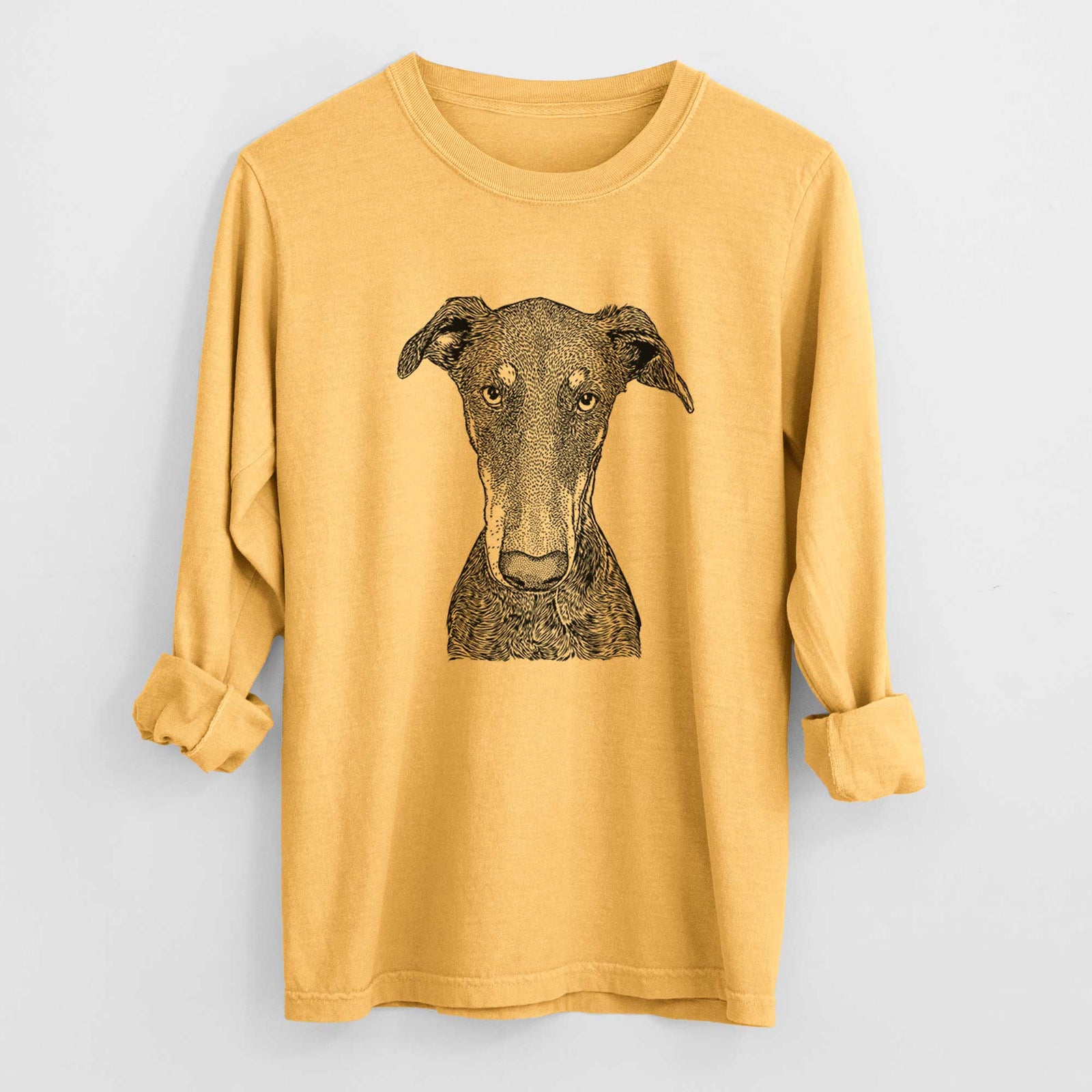 Bare Princess Fiona the Doberman Pinscher - Men's Heavyweight 100% Cotton Long Sleeve