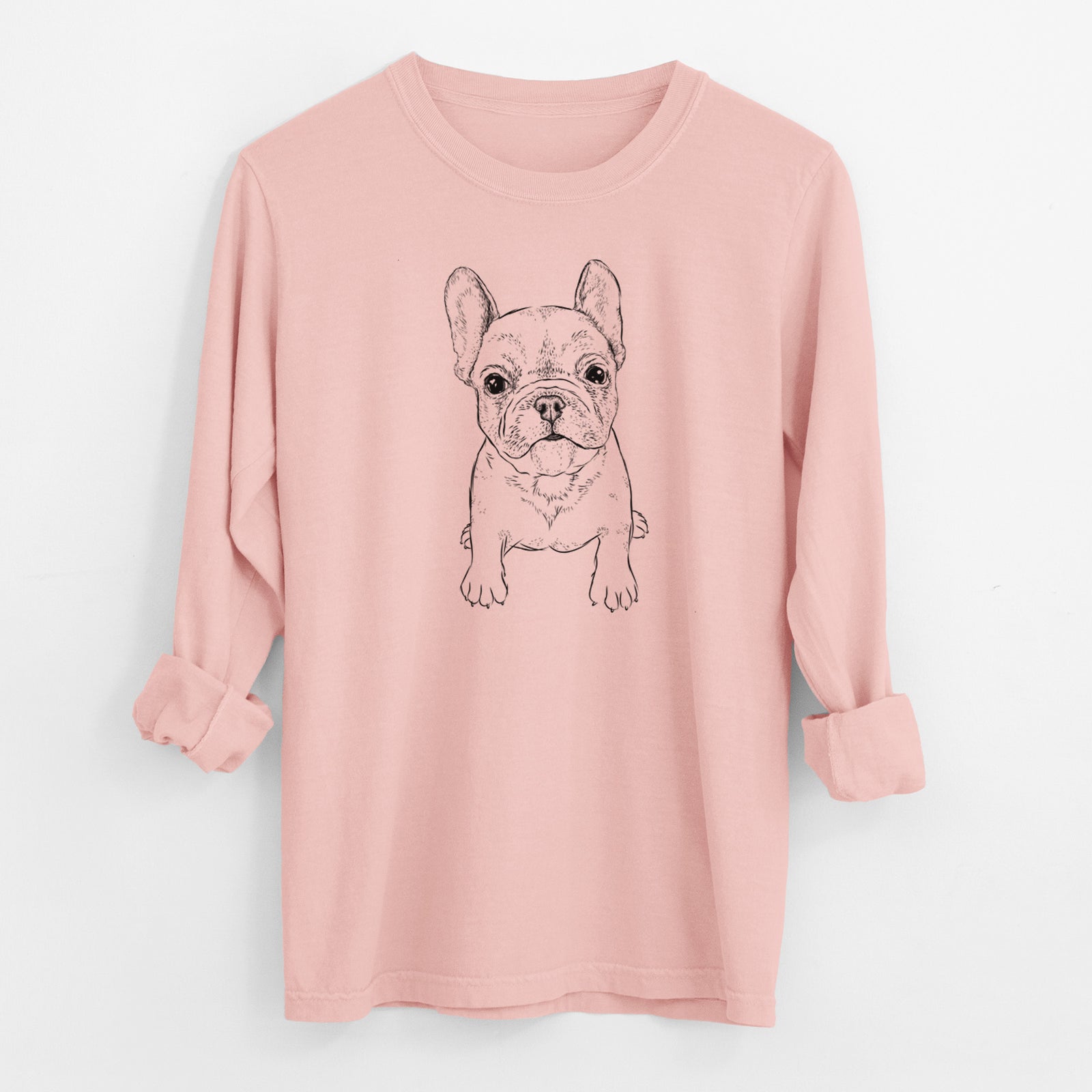 Bare Puppy Pierre the French Bulldog - Men's Heavyweight 100% Cotton Long Sleeve