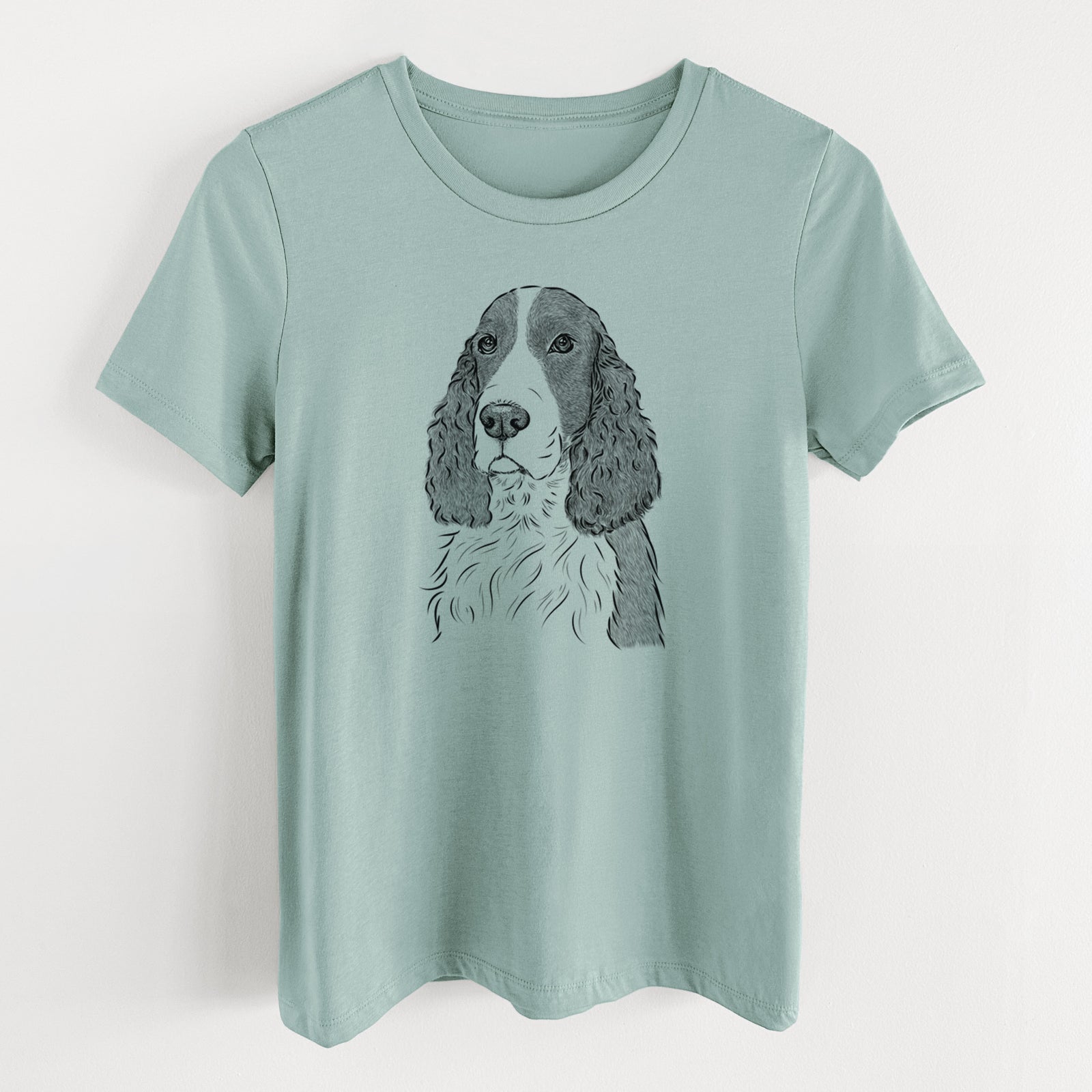 Bare Quincy the English Springer Spaniel - Women's Lightweight Relaxed Fit 100% Cotton Crewneck
