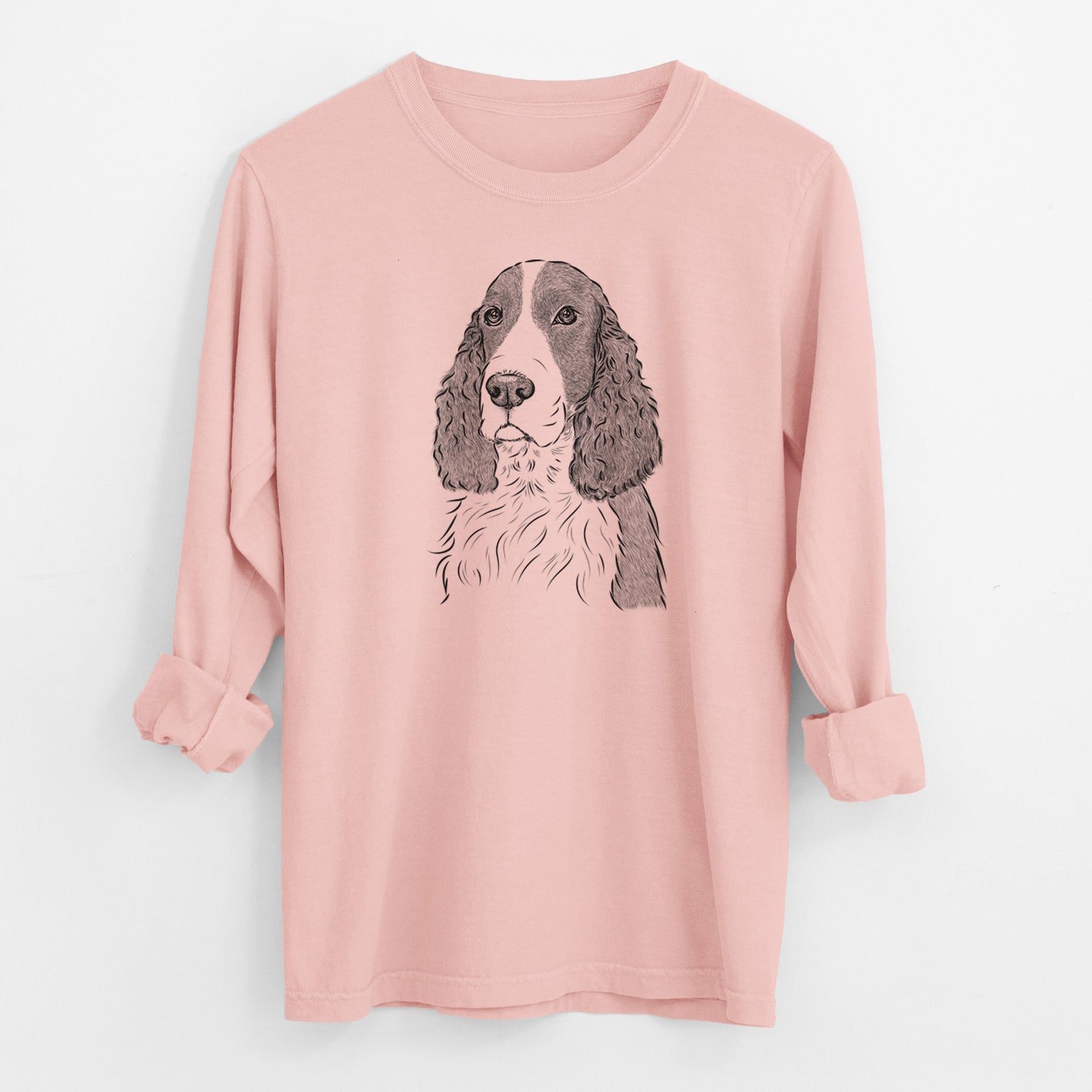 Bare Quincy the English Springer Spaniel - Men's Heavyweight 100% Cotton Long Sleeve