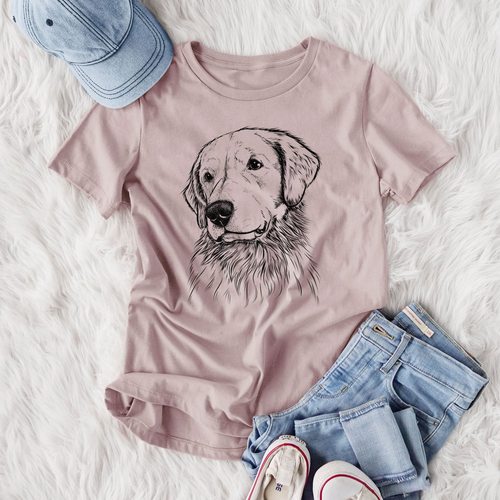 Bare Quinn the Golden Retriever - Women's Lightweight Relaxed Fit 100% Cotton Crewneck