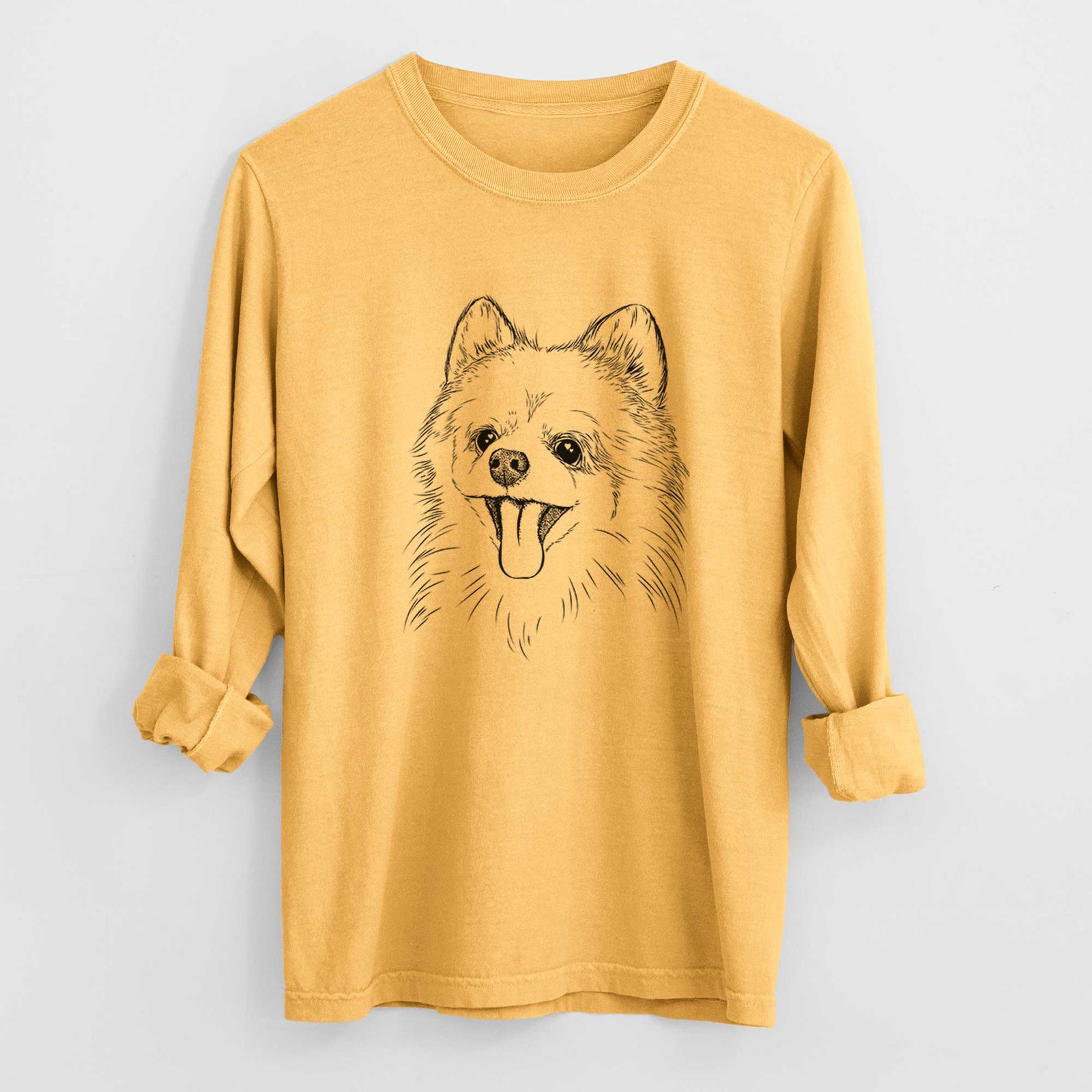 Bare Quinn the Pomeranian - Men's Heavyweight 100% Cotton Long Sleeve