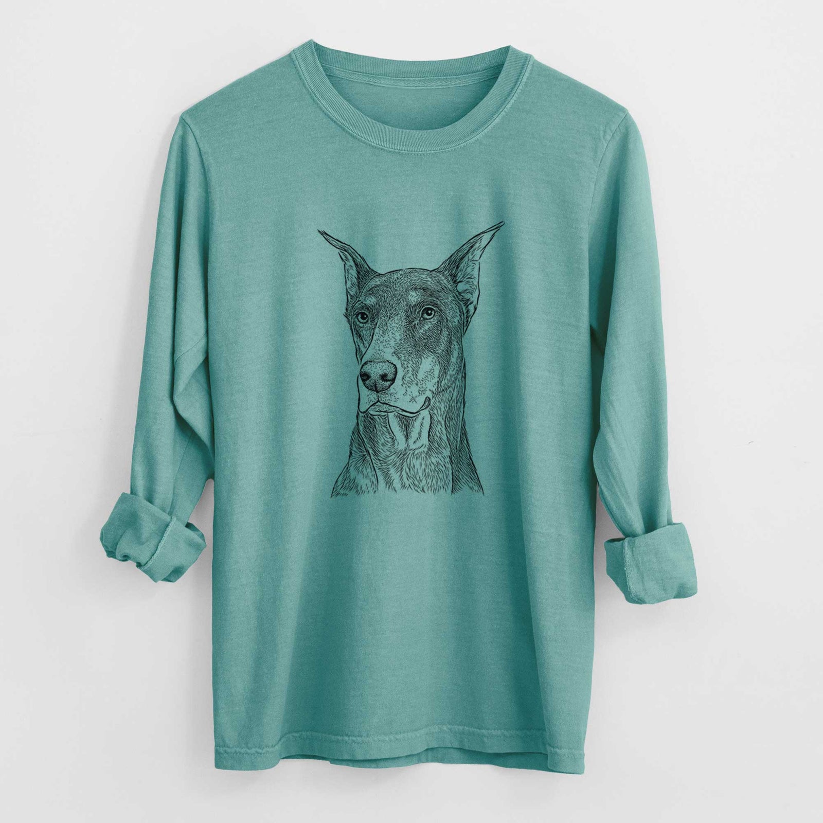 Bare RJ the Doberman Pinscher - Men's Heavyweight 100% Cotton Long Sleeve