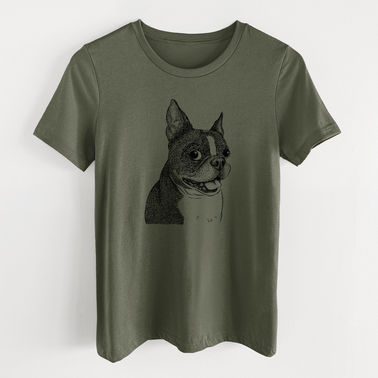 Bare Ralphie the Boston Terrier - Women's Lightweight Relaxed Fit 100% Cotton Crewneck