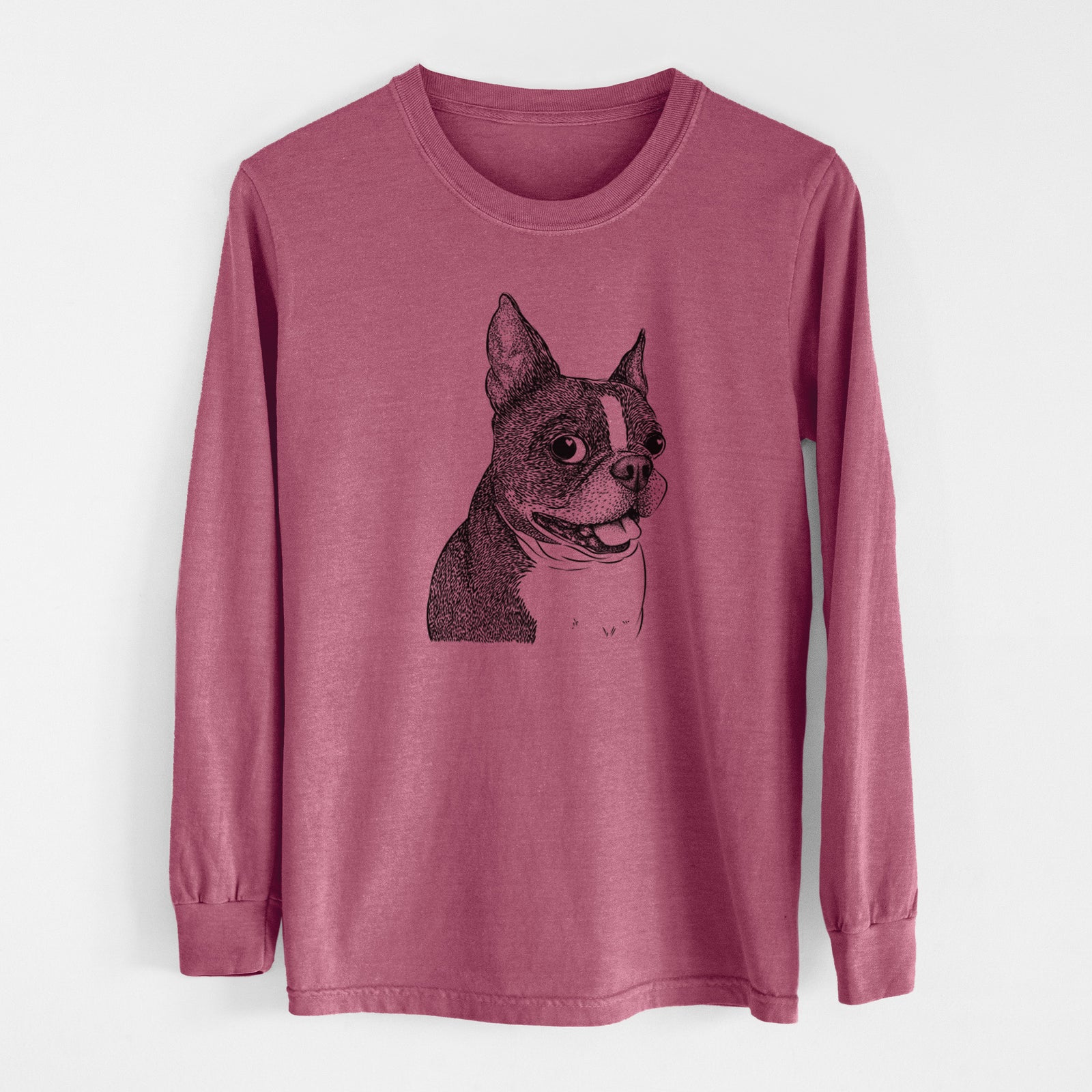 Bare Ralphie the Boston Terrier - Men's Heavyweight 100% Cotton Long Sleeve