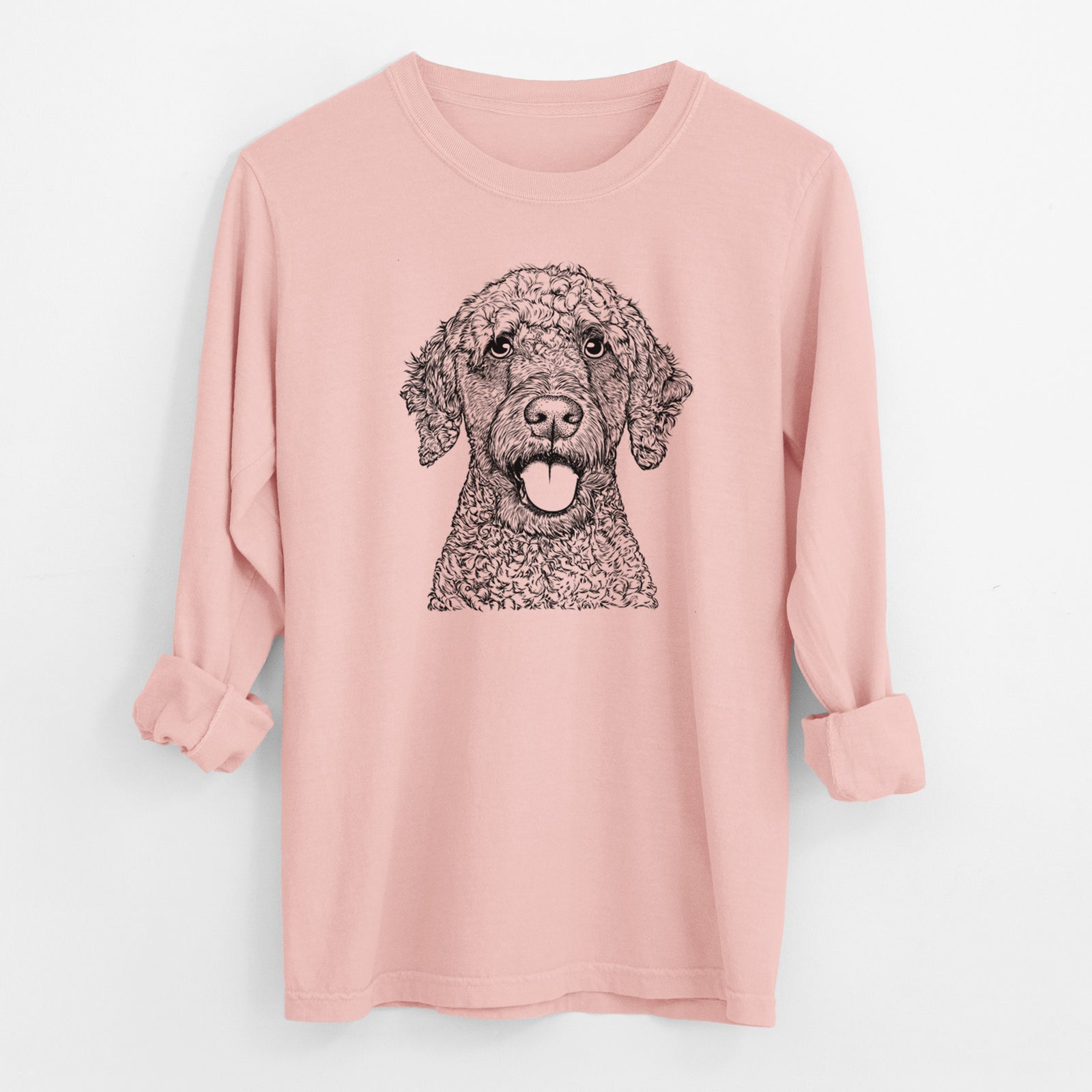 Bare Reina the Spanish Water Dog - Men's Heavyweight 100% Cotton Long Sleeve