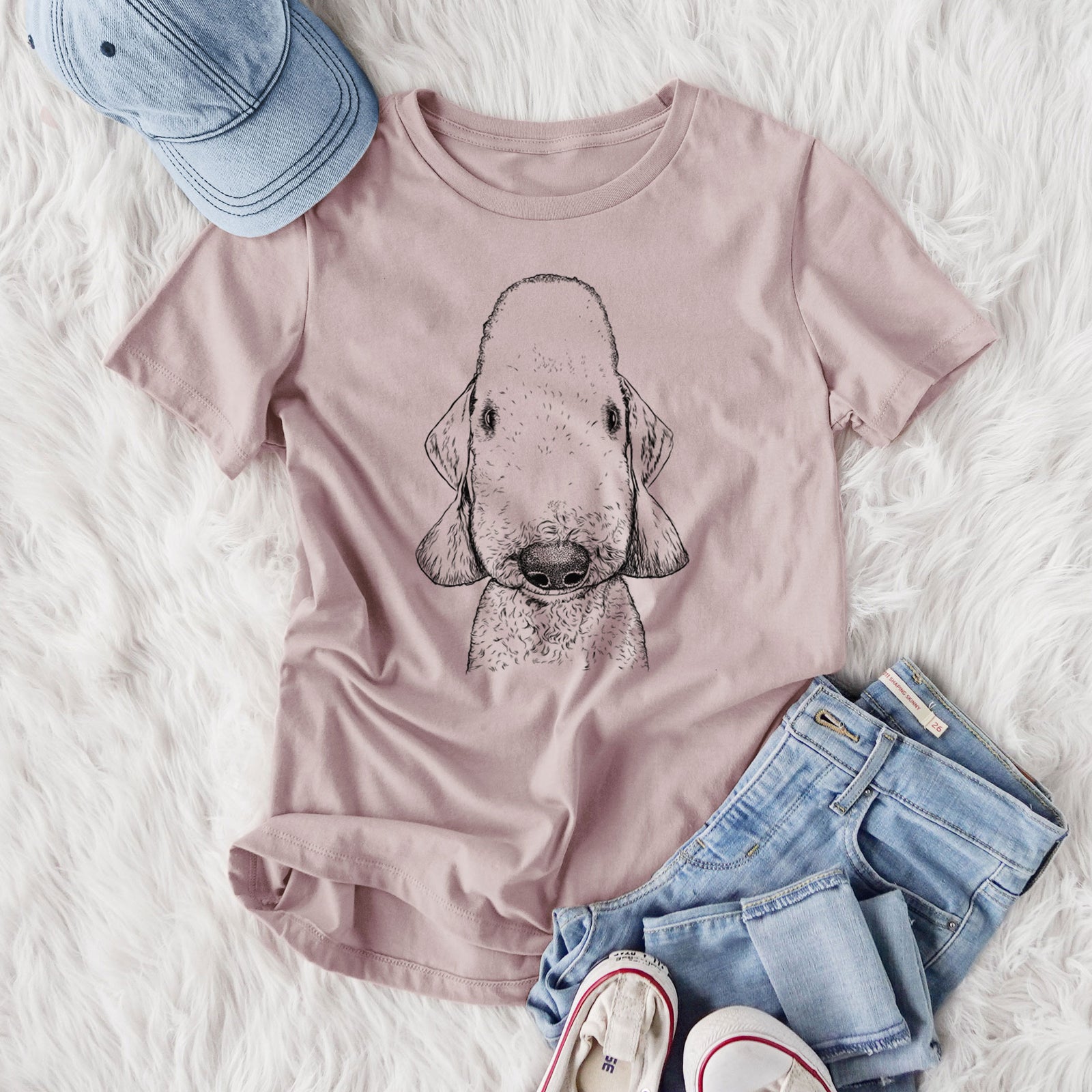 Bare Remington the Bedlington Terrier - Women's Lightweight Relaxed Fit 100% Cotton Crewneck