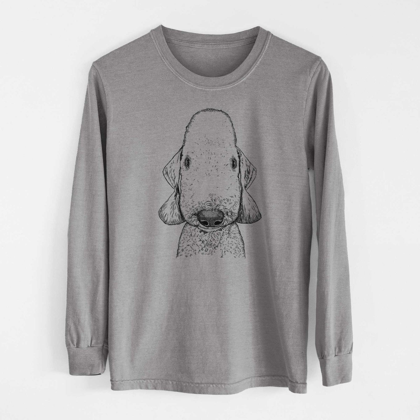 Bare Remington the Bedlington Terrier - Men's Heavyweight 100% Cotton Long Sleeve