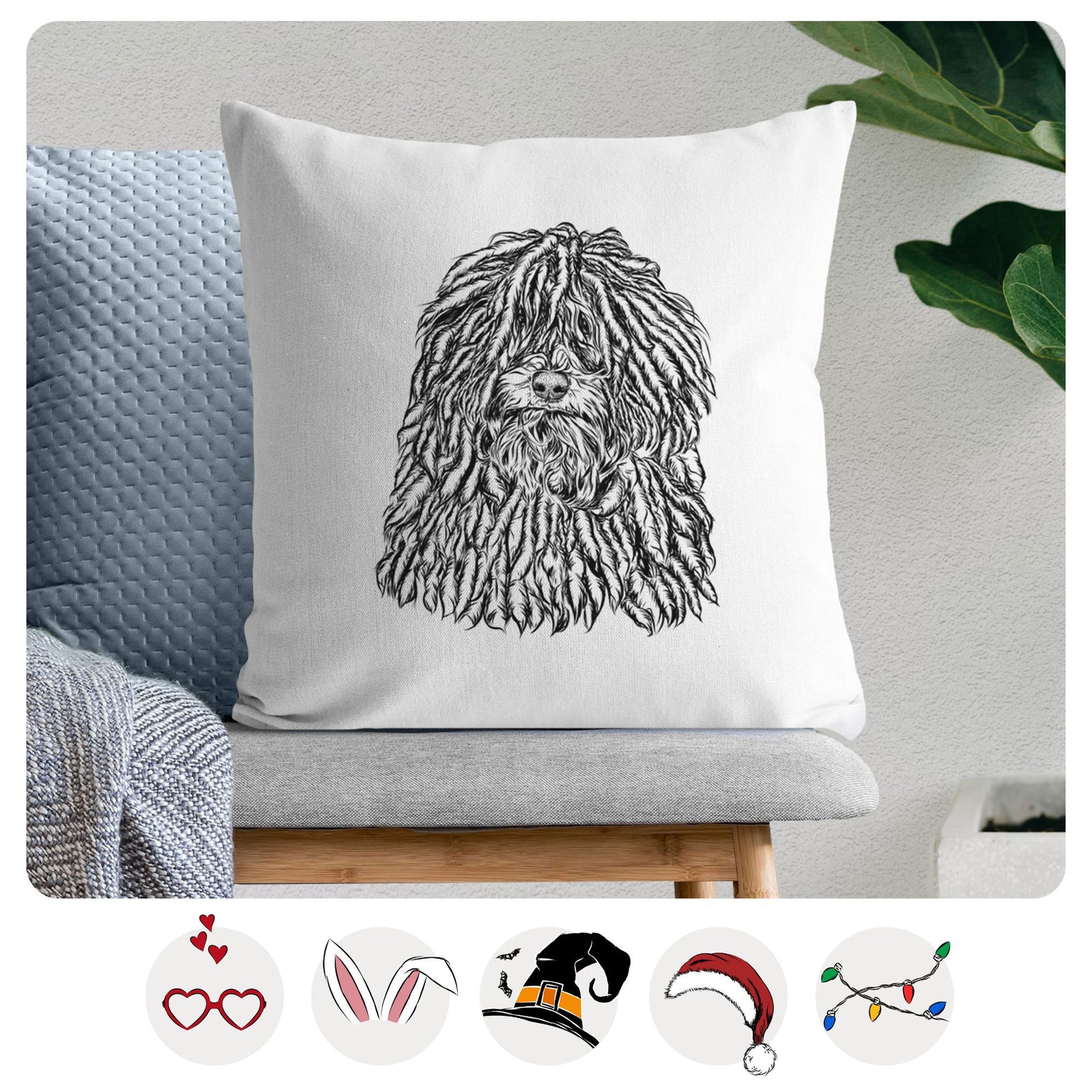 Rezi the Puli - Throw Pillow Cover