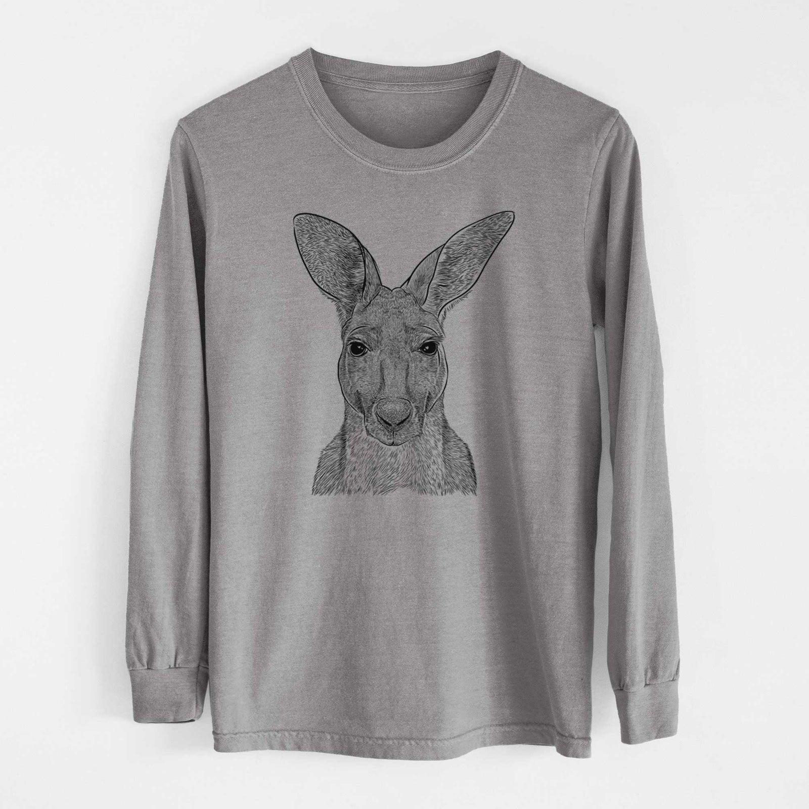 Bare Roger the Red Kangaroo - Men's Heavyweight 100% Cotton Long Sleeve