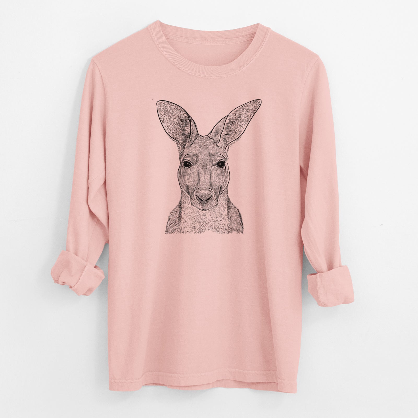 Bare Roger the Red Kangaroo - Men's Heavyweight 100% Cotton Long Sleeve