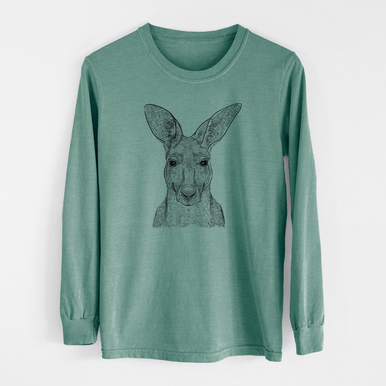 Bare Roger the Red Kangaroo - Men's Heavyweight 100% Cotton Long Sleeve