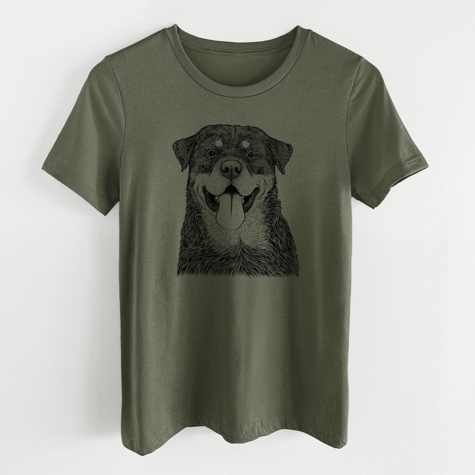 Bare Romeo the Rottweiler - Women's Lightweight Relaxed Fit 100% Cotton Crewneck
