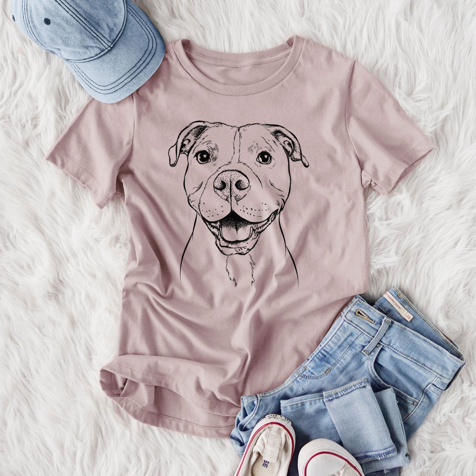 Bare Roscoe the Pitbull - Women's Lightweight Relaxed Fit 100% Cotton Crewneck
