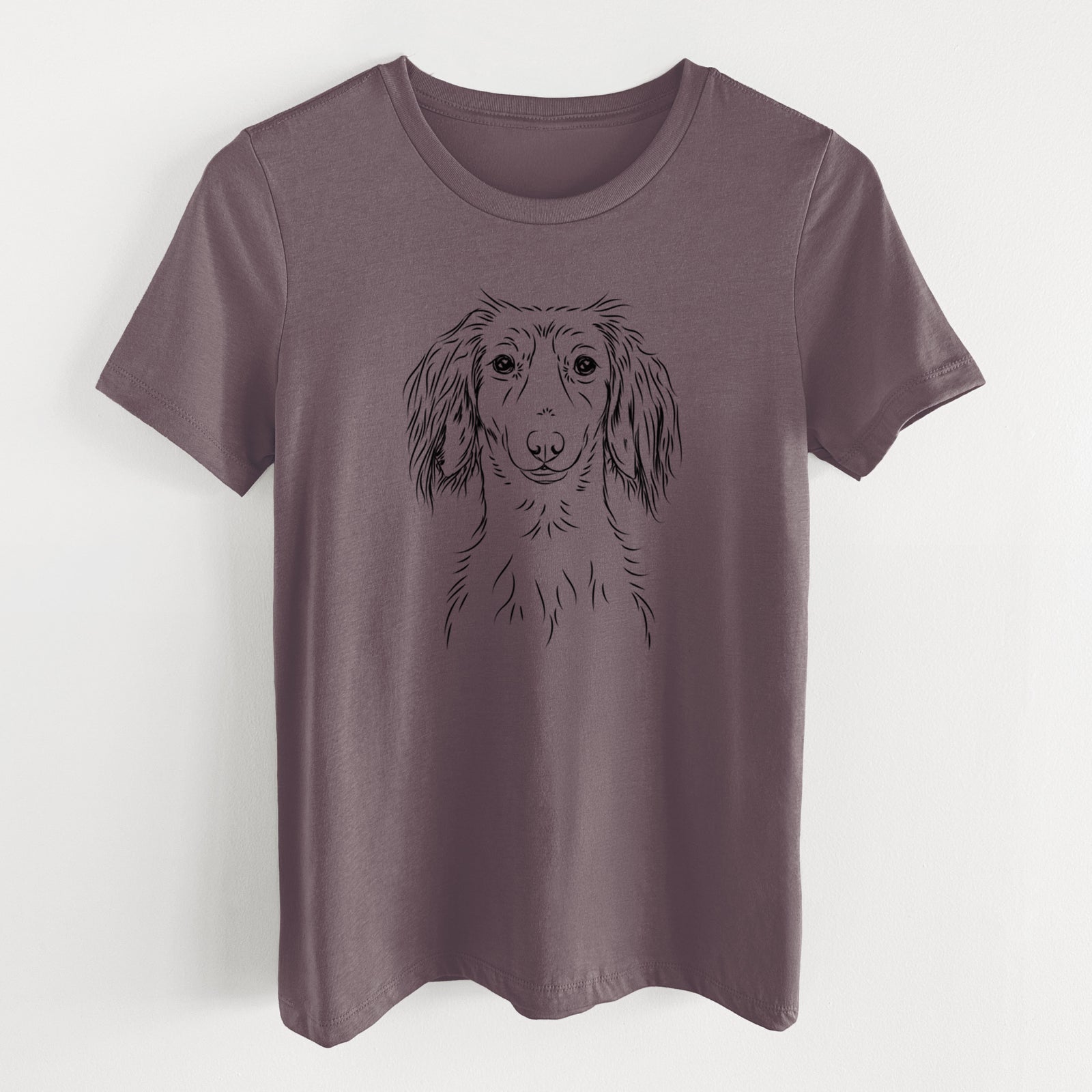 Bare Roux the Long Haired Dachshund - Women's Lightweight Relaxed Fit 100% Cotton Crewneck