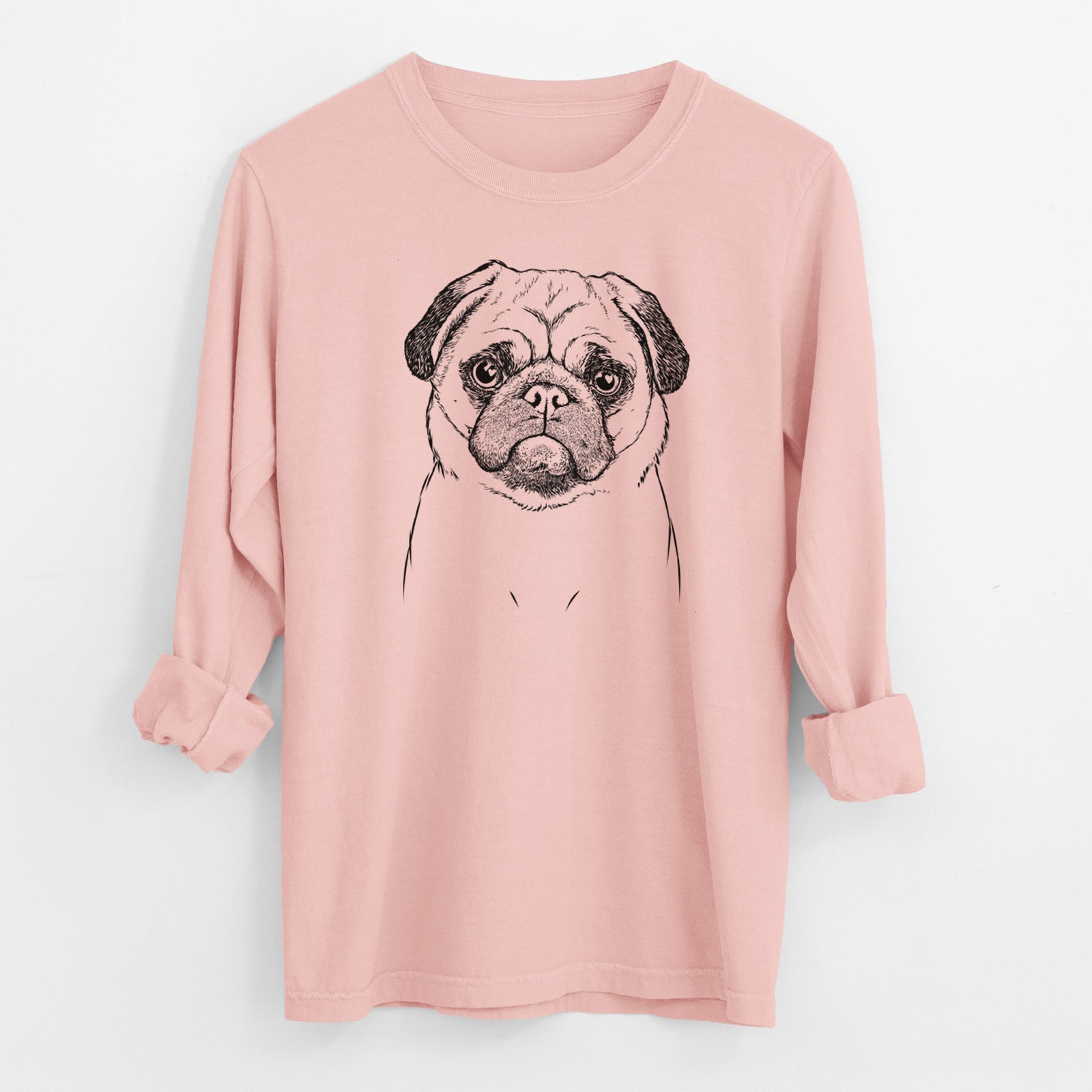 Bare Ruby the Pug - Men's Heavyweight 100% Cotton Long Sleeve