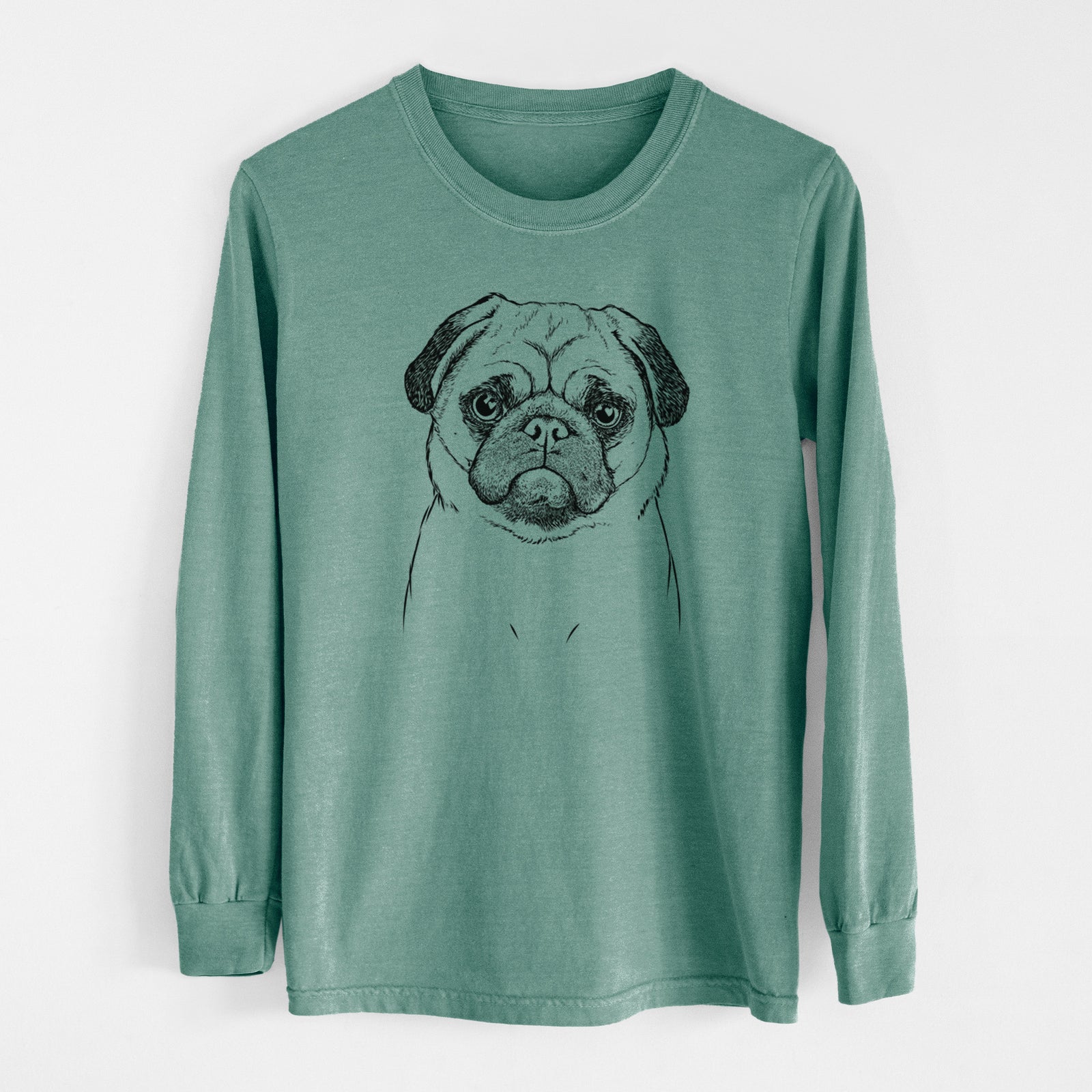Bare Ruby the Pug - Men's Heavyweight 100% Cotton Long Sleeve