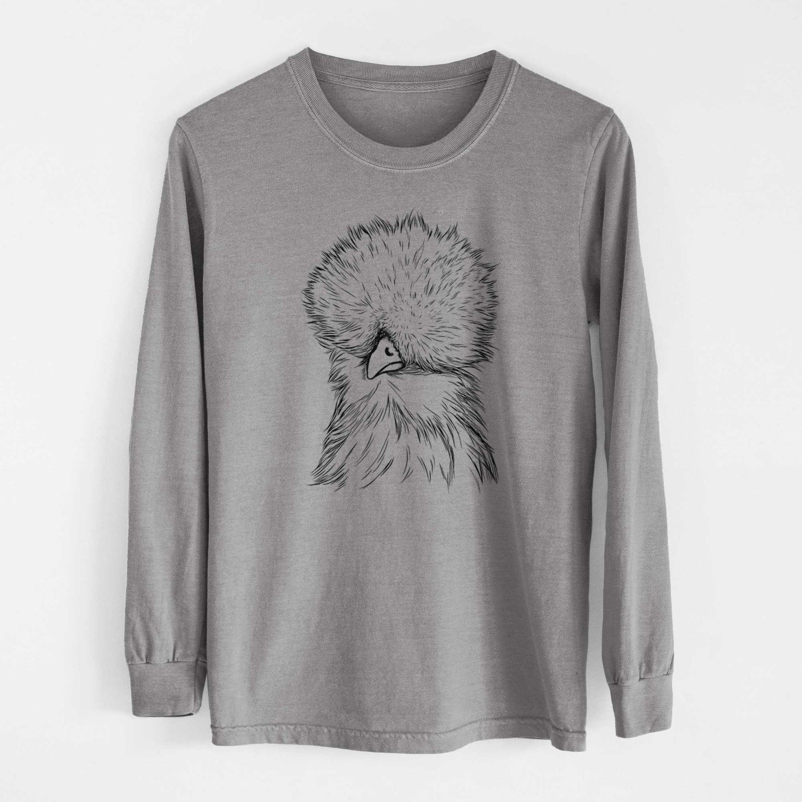 Bare Sally the Silkie Chicken - Men's Heavyweight 100% Cotton Long Sleeve
