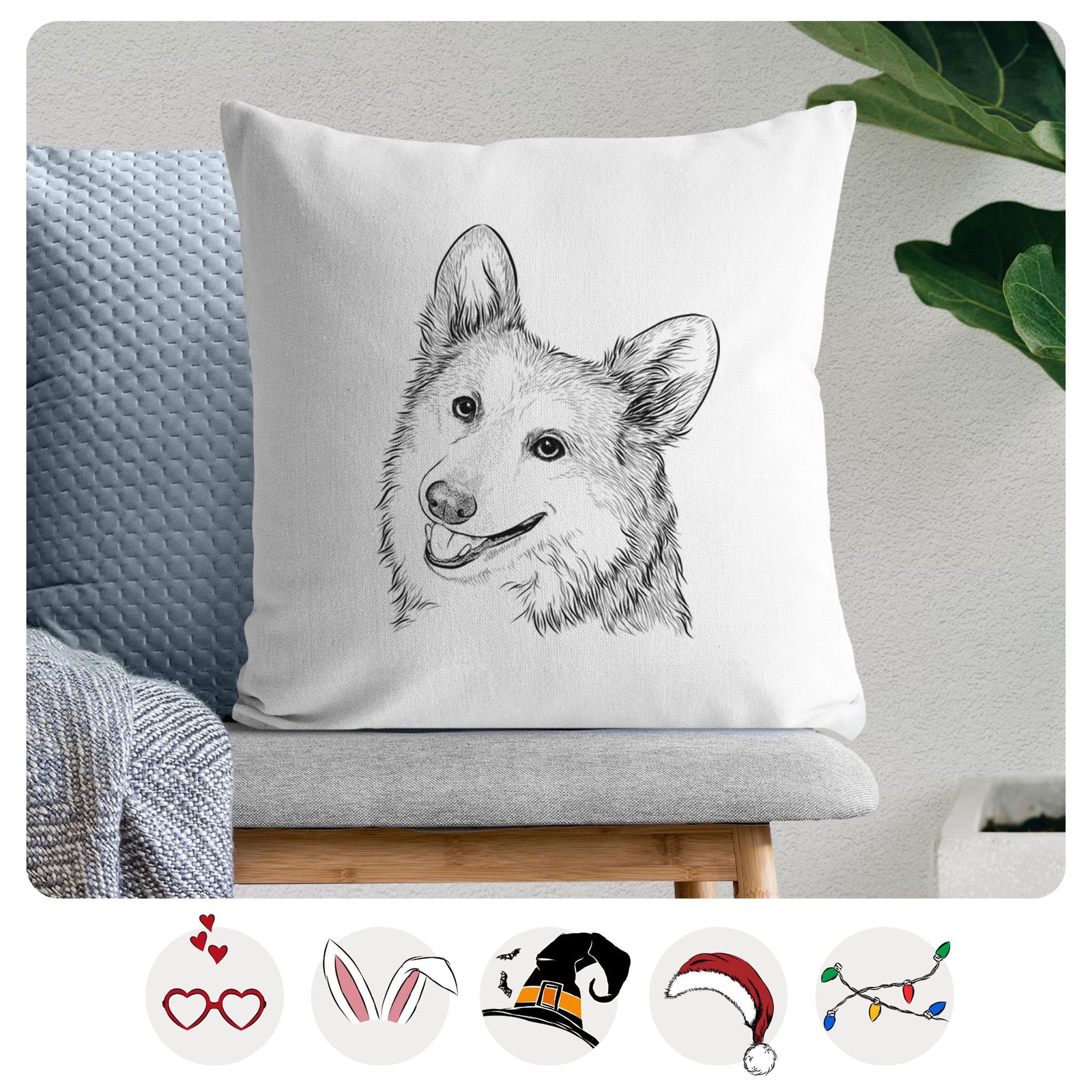Scout the Pembroke Welsh Corgi - Throw Pillow Cover