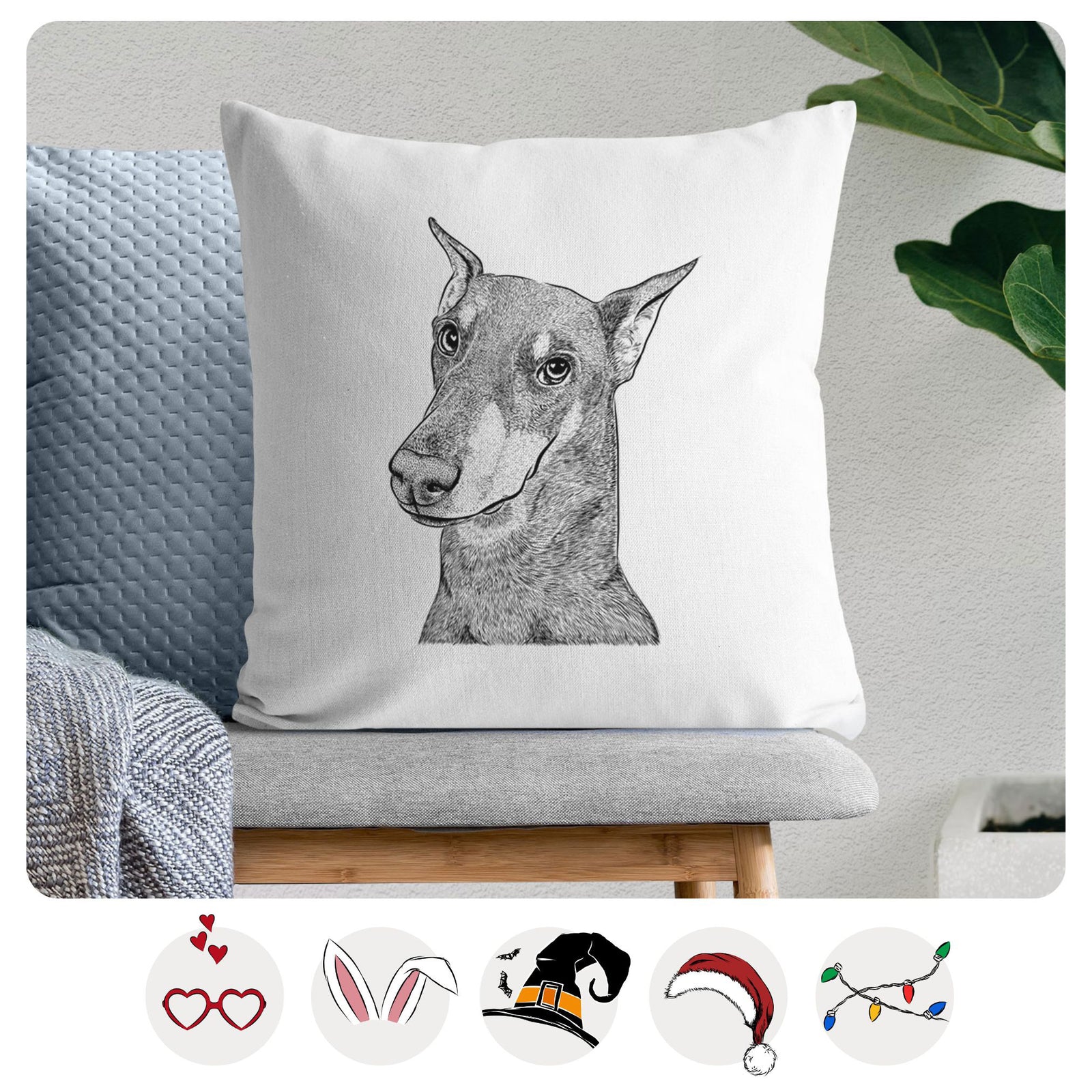 Shelby the Doberman Pinscher - Throw Pillow Cover