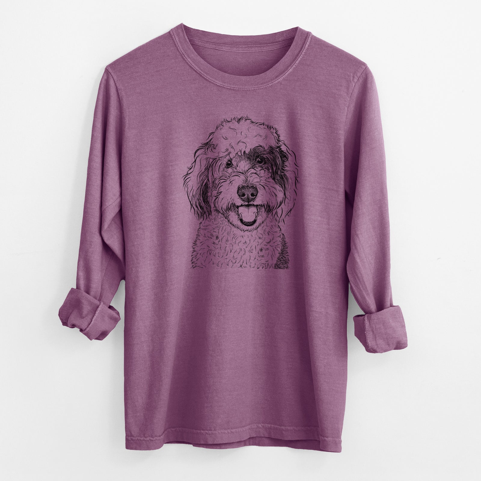 Bare Sherlock the Sheepadoodle - Men's Heavyweight 100% Cotton Long Sleeve