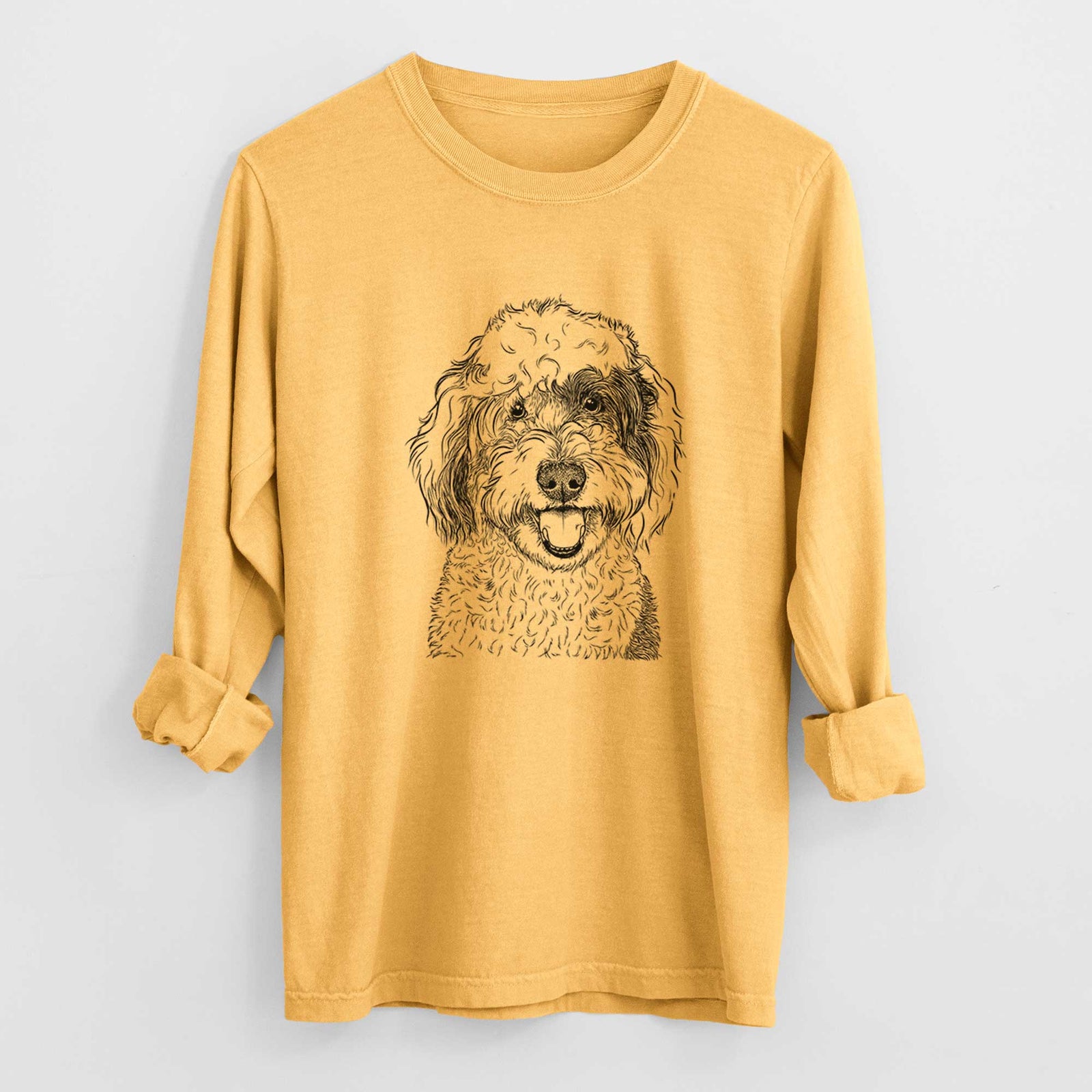 Bare Sherlock the Sheepadoodle - Men's Heavyweight 100% Cotton Long Sleeve