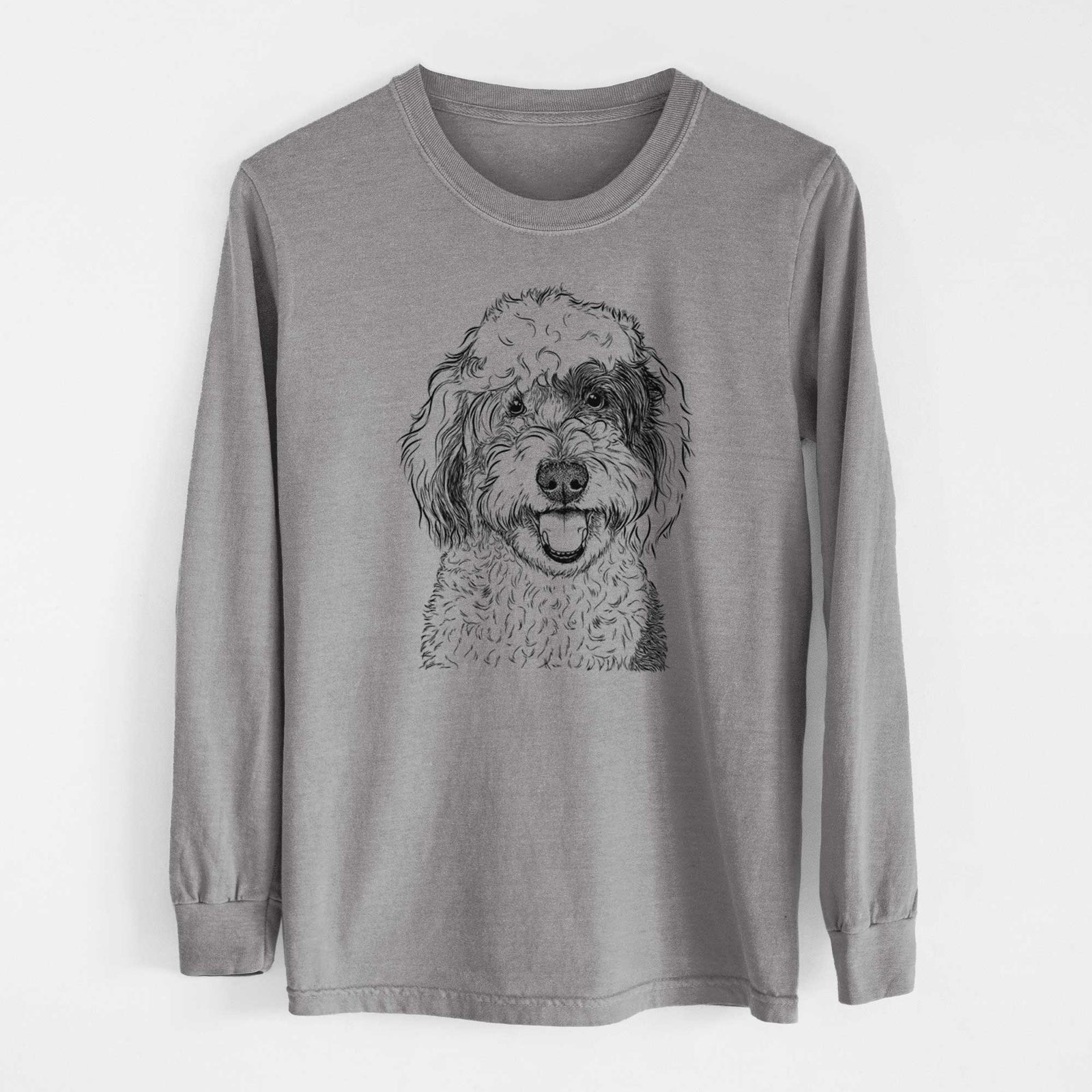 Bare Sherlock the Sheepadoodle - Men's Heavyweight 100% Cotton Long Sleeve