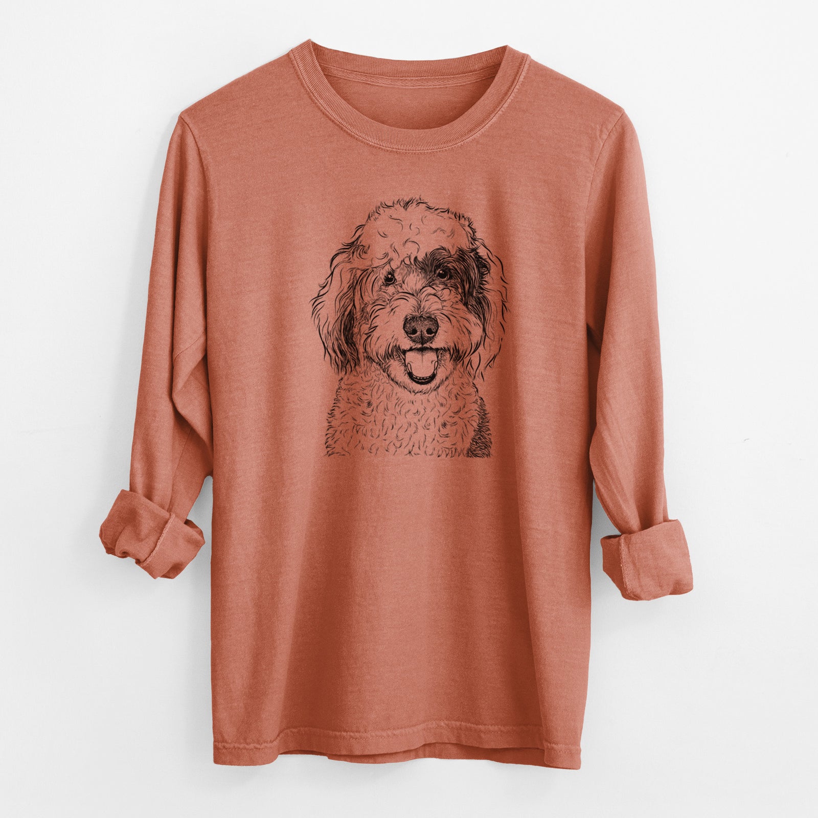 Bare Sherlock the Sheepadoodle - Men's Heavyweight 100% Cotton Long Sleeve