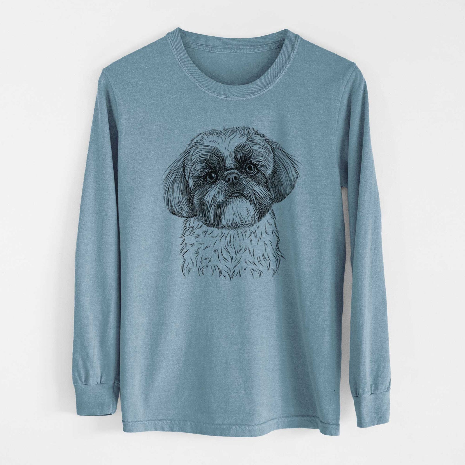 Bare Simon the Shih Tzu - Men's Heavyweight 100% Cotton Long Sleeve