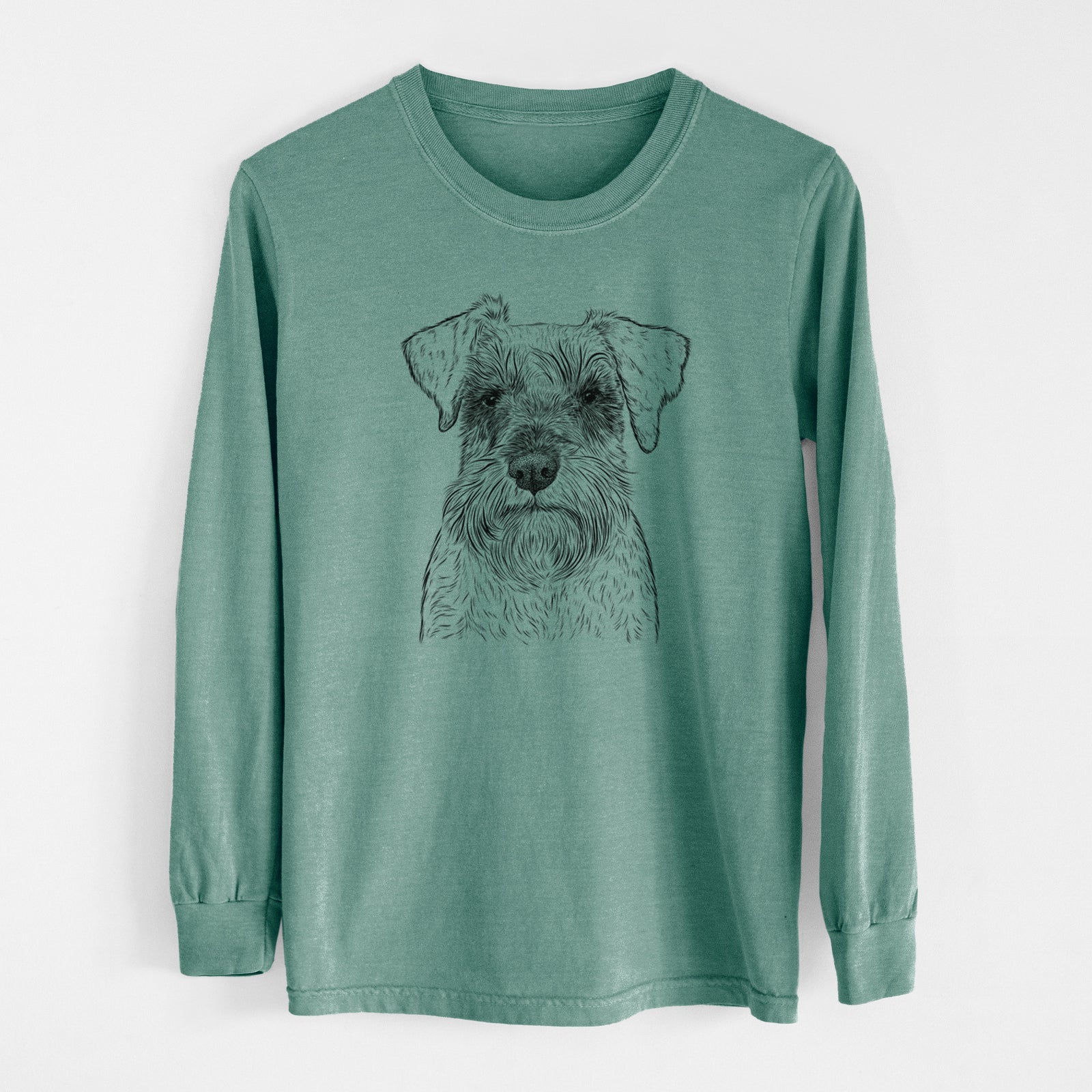 Bare Smokey the Miniature Schnauzer - Men's Heavyweight 100% Cotton Long Sleeve