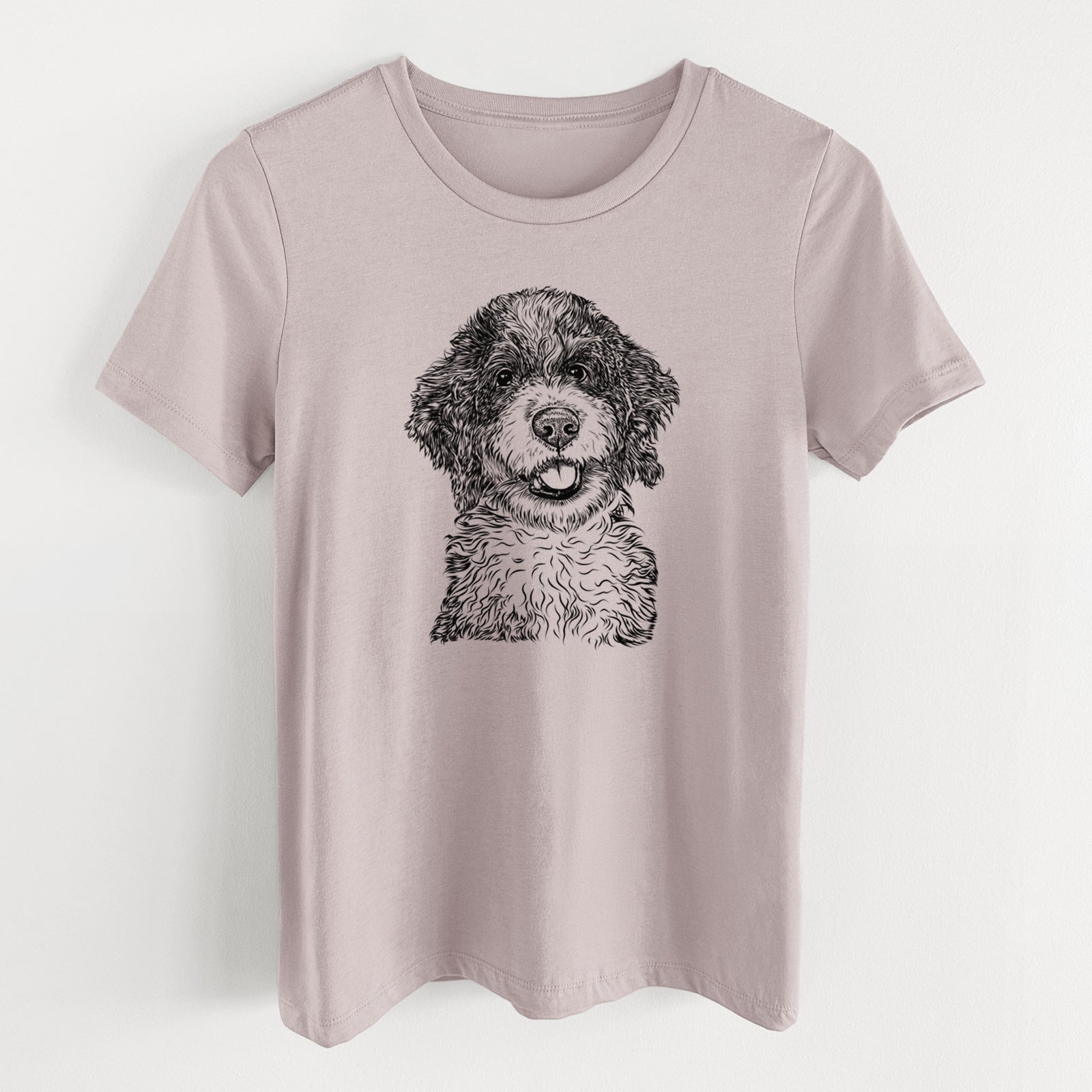 Bare Smoky the Bernedoodle Puppy - Women's Lightweight Relaxed Fit 100% Cotton Crewneck