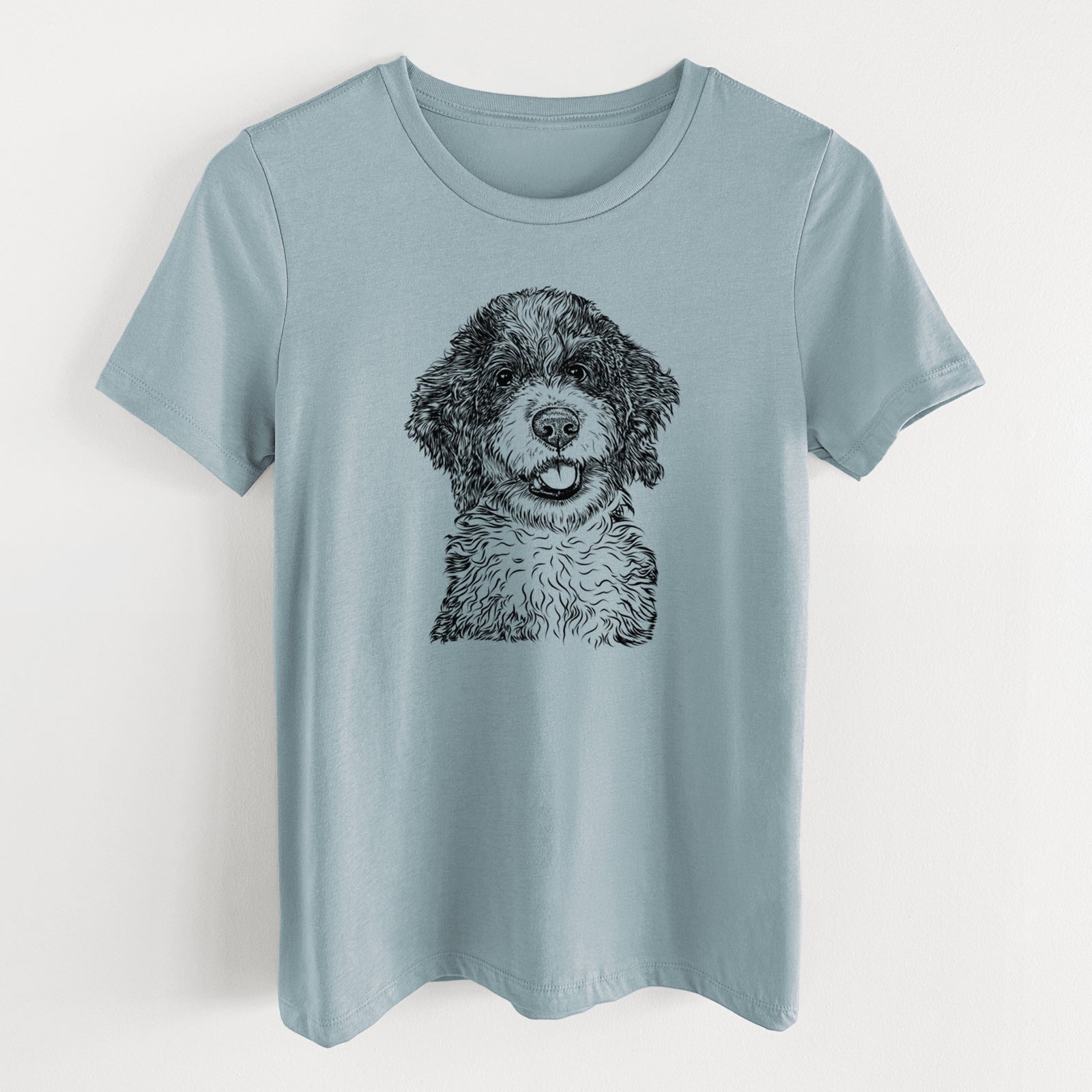 Bare Smoky the Bernedoodle Puppy - Women's Lightweight Relaxed Fit 100% Cotton Crewneck