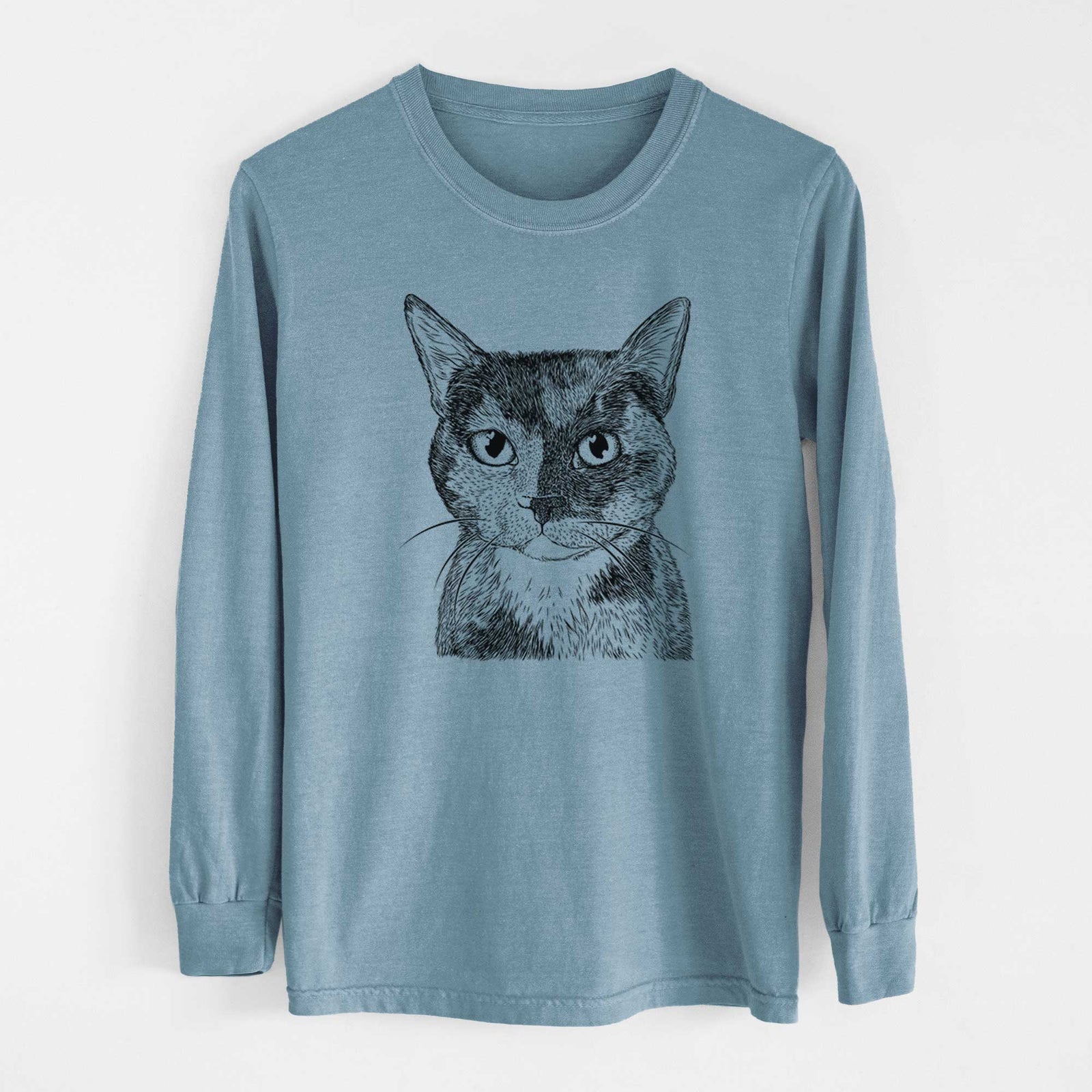 Bare Spooky Kitty the Tortoiseshell Cat - Men's Heavyweight 100% Cotton Long Sleeve