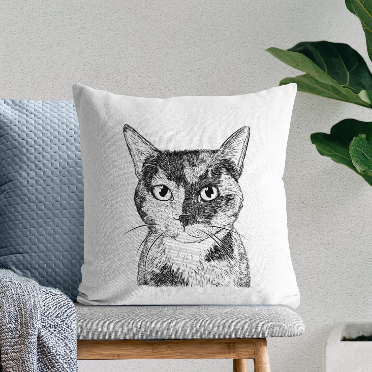 Spooky Kitty the Tortoiseshell Cat - Throw Pillow Cover