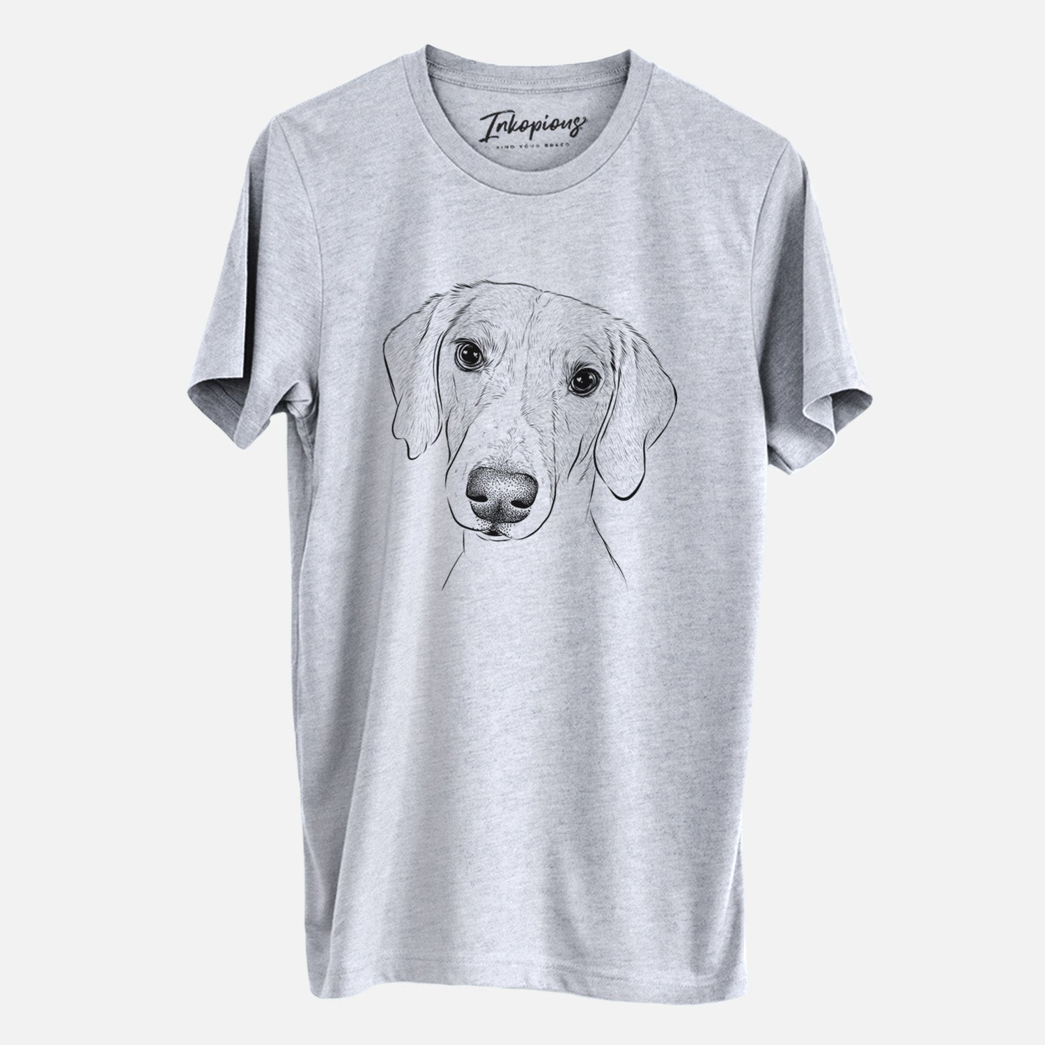 Hand-drawn sketch of Stanley the Foxhound on a Grey Unisex crewneck