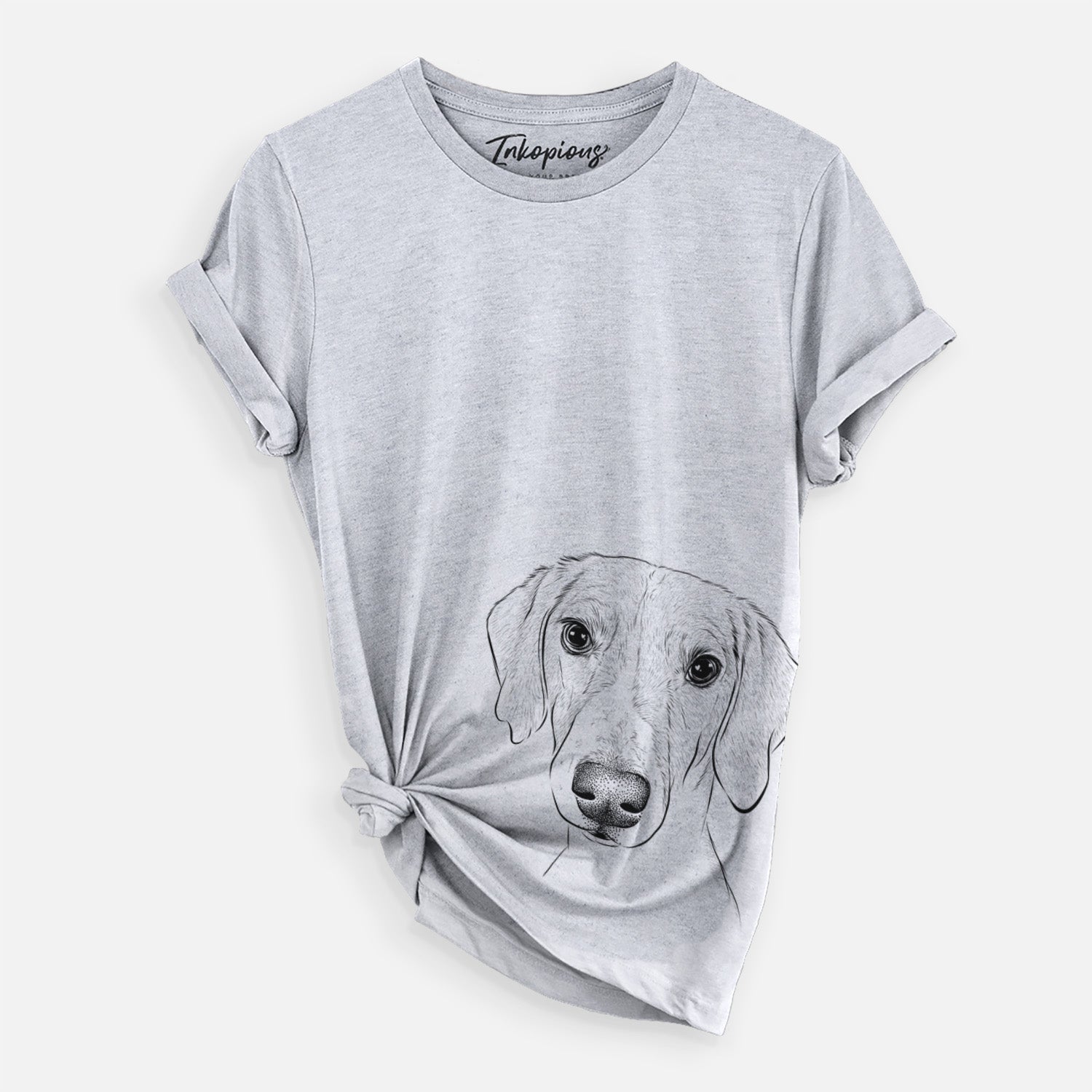 Hand-drawn sketch of Stanley the Foxhound on a Grey Unisex crewneck