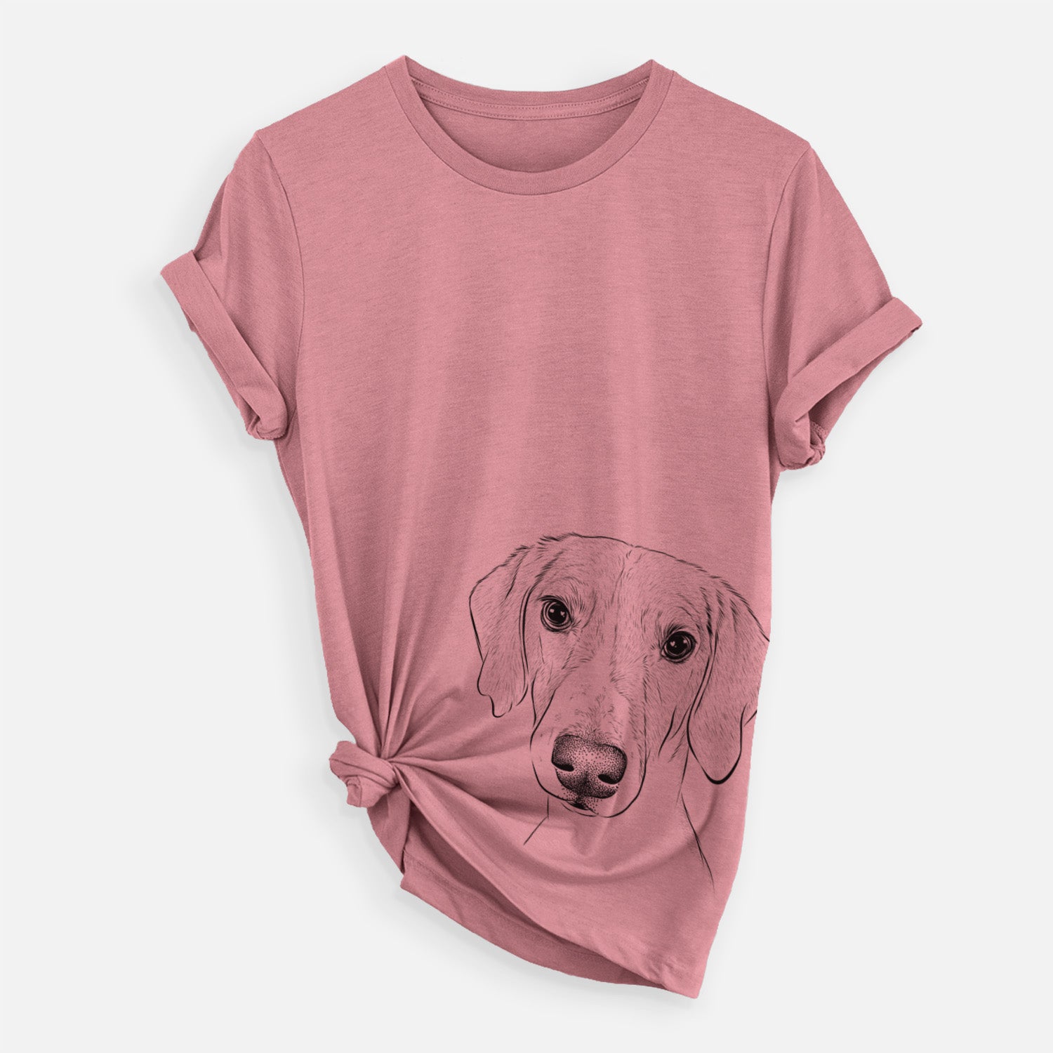 Hand-drawn sketch of Stanley the Foxhound on a Mauve Unisex crewneck