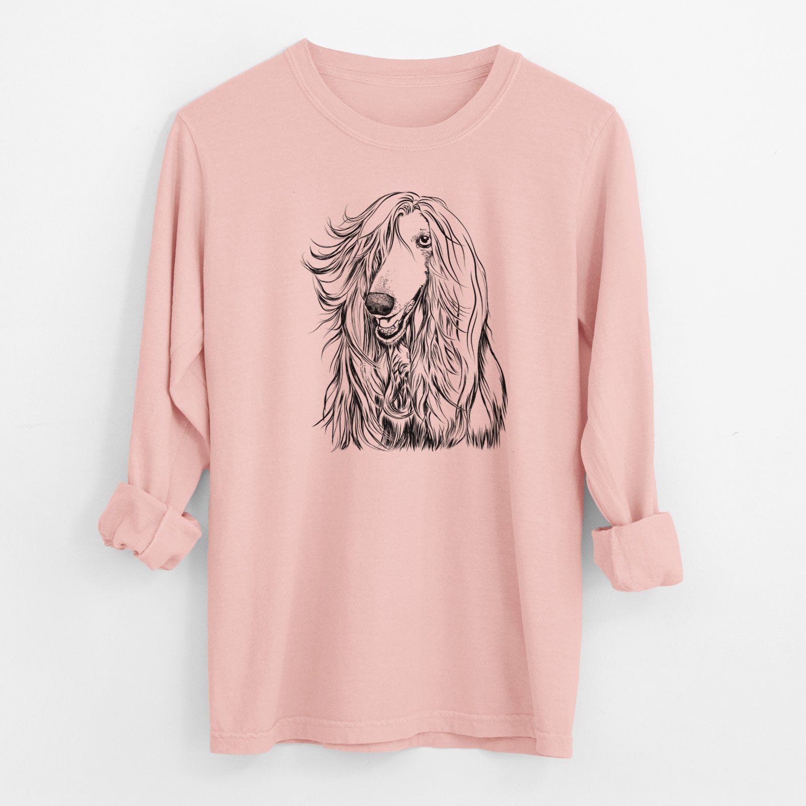 Bare Sterling the Afghan Hound - Men's Heavyweight 100% Cotton Long Sleeve