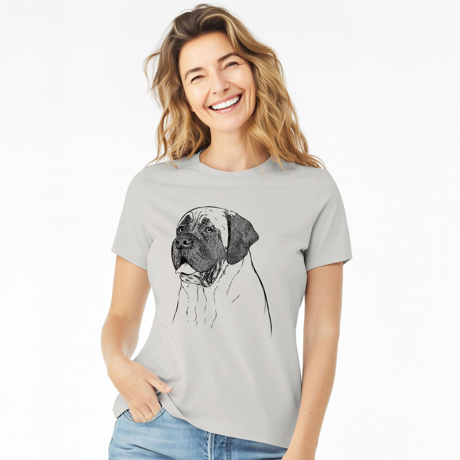 Bare Sterling the English Mastiff - Women's Lightweight Relaxed Fit 100% Cotton Crewneck