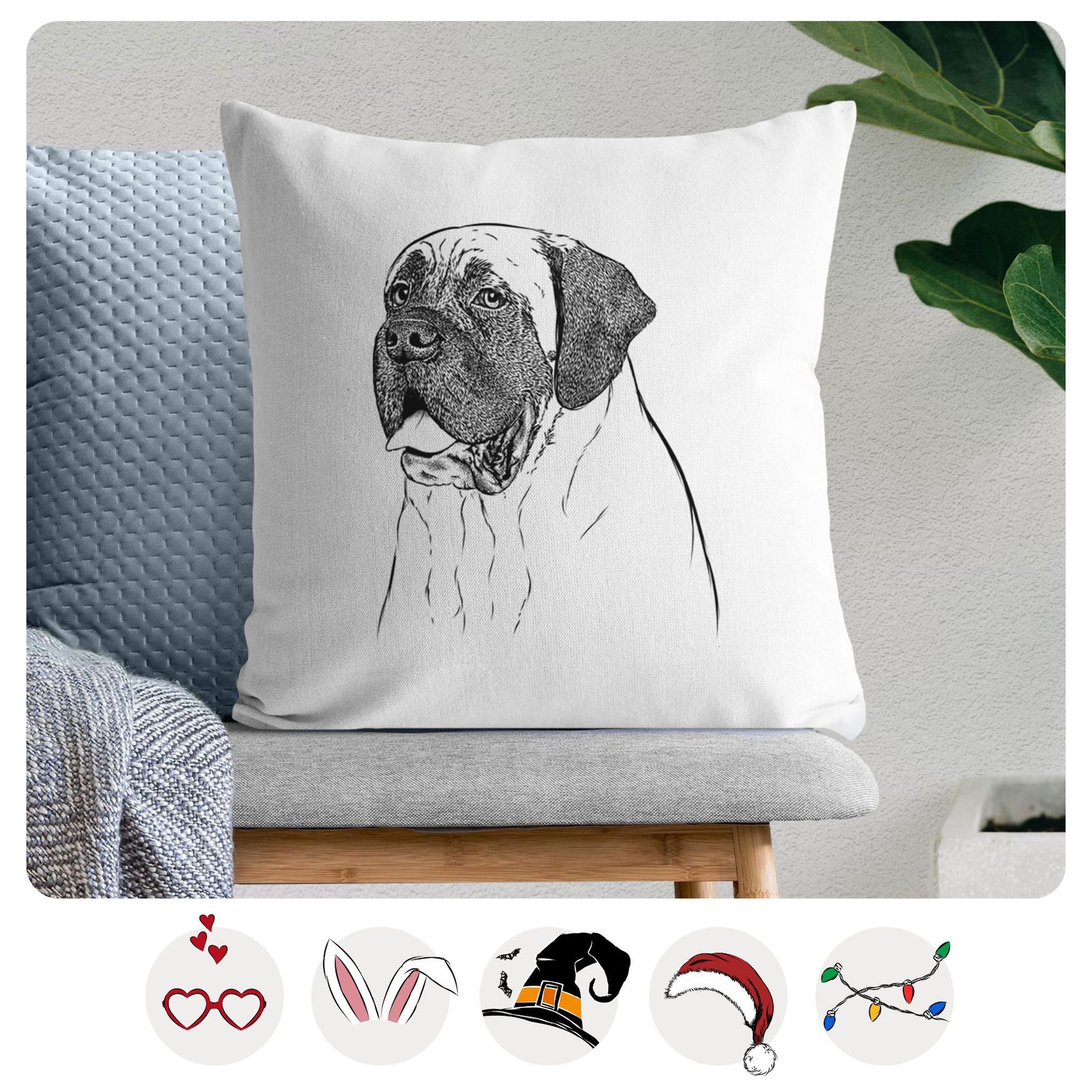 Sterling the English Mastiff - Throw Pillow Cover