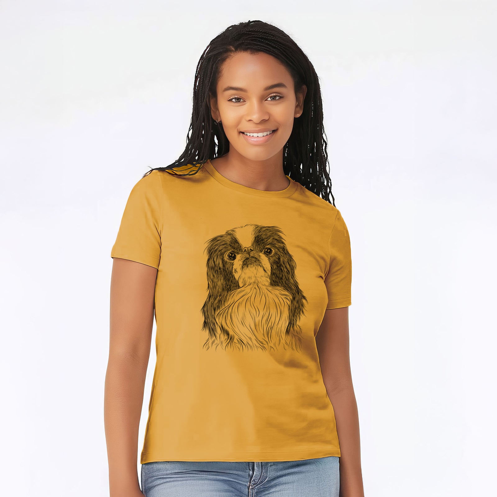 Bare Suki the Japanese Chin - Women's Lightweight Relaxed Fit 100% Cotton Crewneck