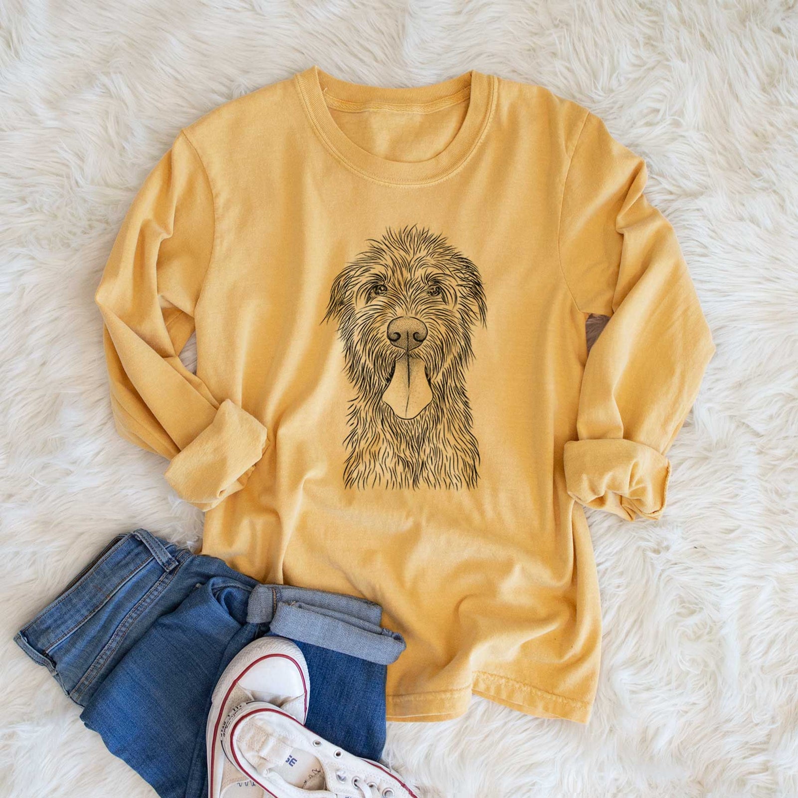 Bare Sullivan the Irish Wolfhound - Men's Heavyweight 100% Cotton Long Sleeve