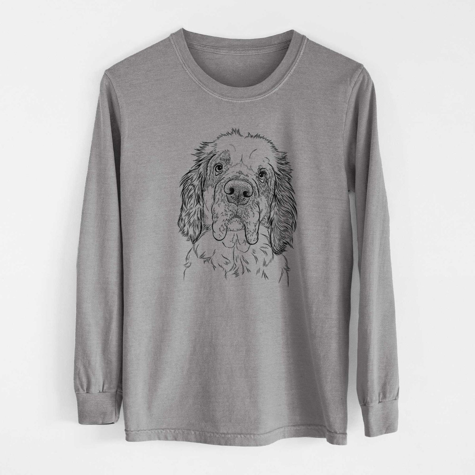Bare Sully the Clumber Spaniel - Men's Heavyweight 100% Cotton Long Sleeve