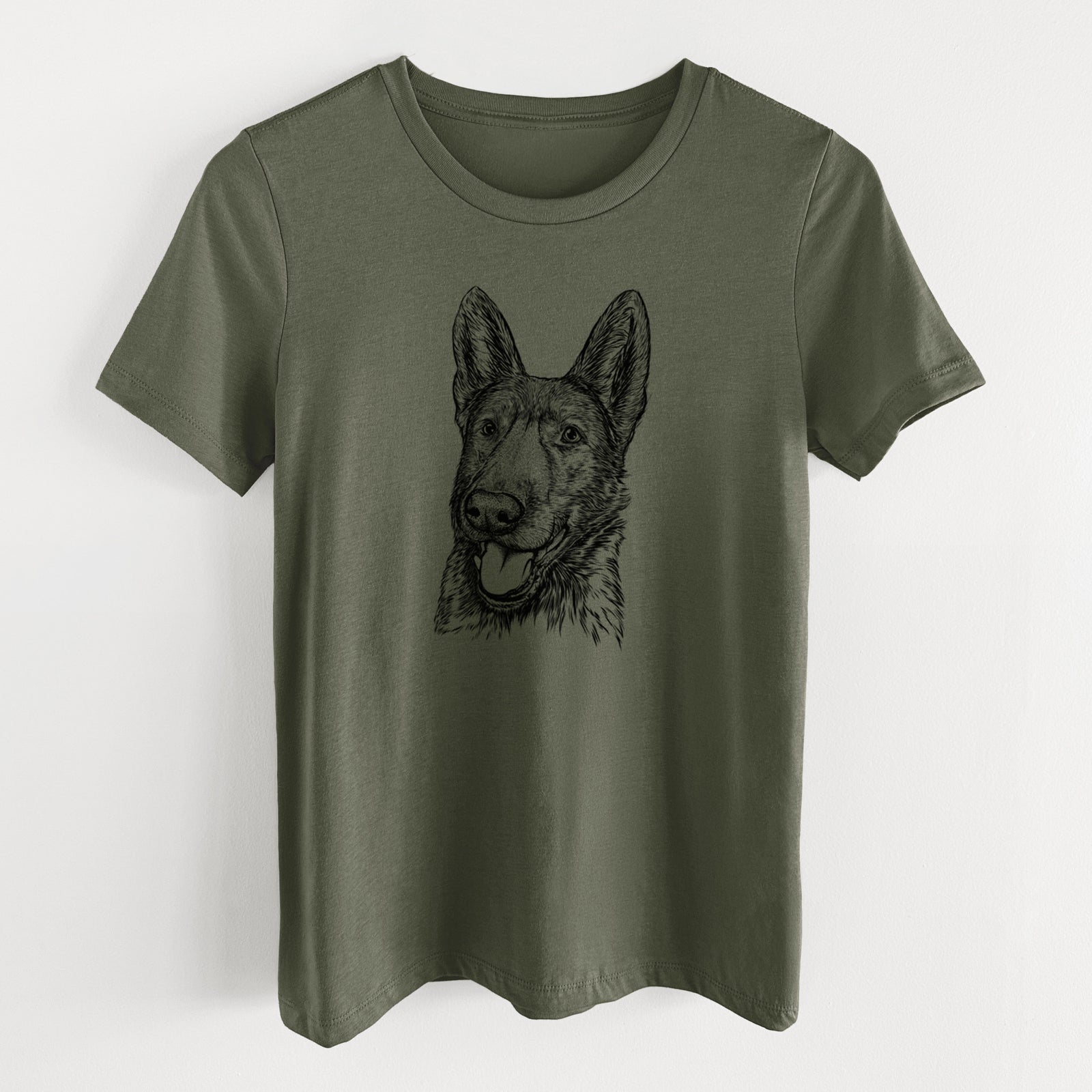 Bare Tena the German Shepherd - Women's Lightweight Relaxed Fit 100% Cotton Crewneck