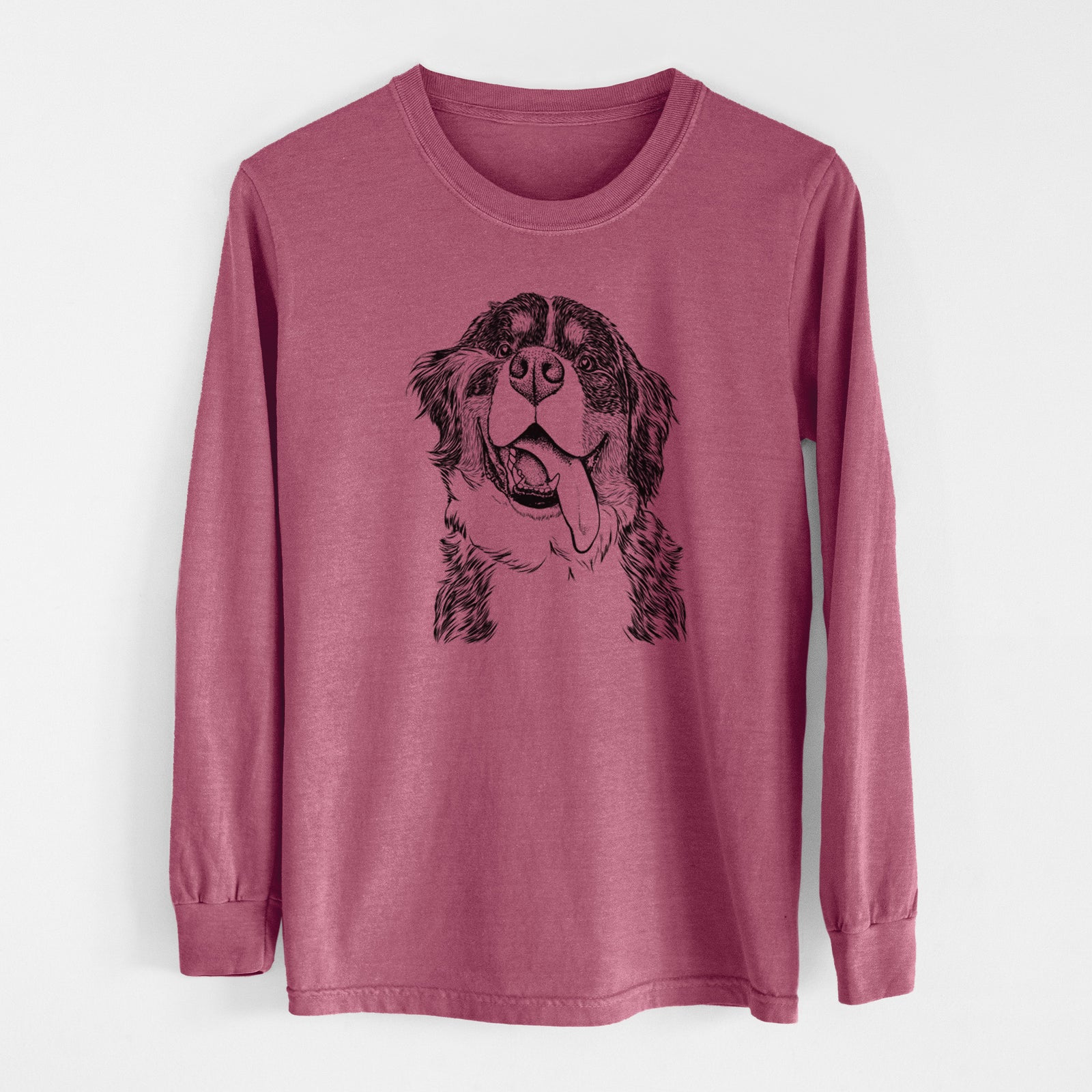 Bare Theo the Bernese Mountain Dog - Men's Heavyweight 100% Cotton Long Sleeve