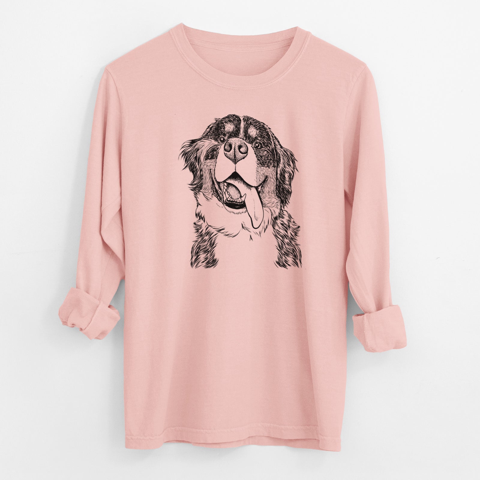 Bare Theo the Bernese Mountain Dog - Men's Heavyweight 100% Cotton Long Sleeve